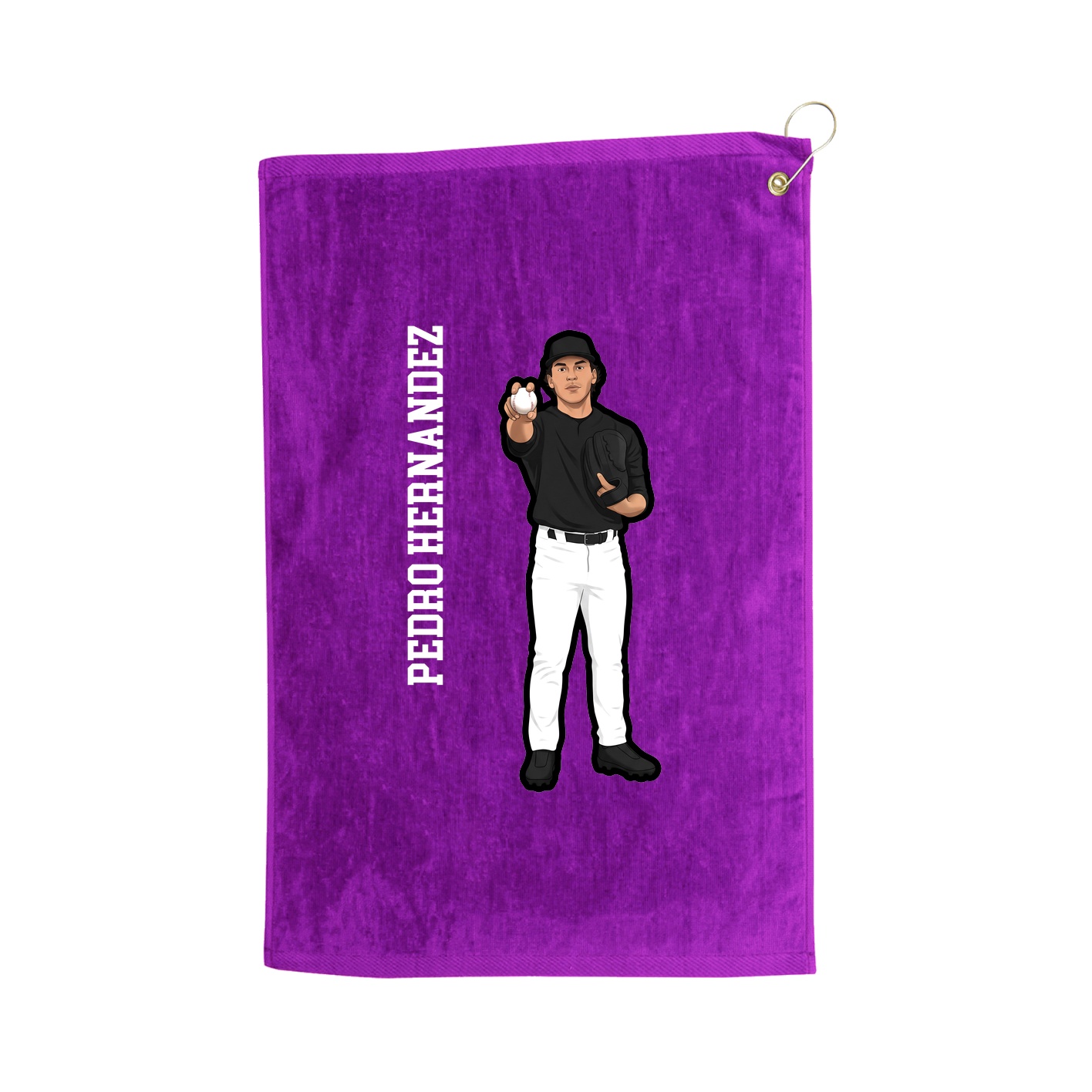 Golf Towel — Name Vertical in Purple