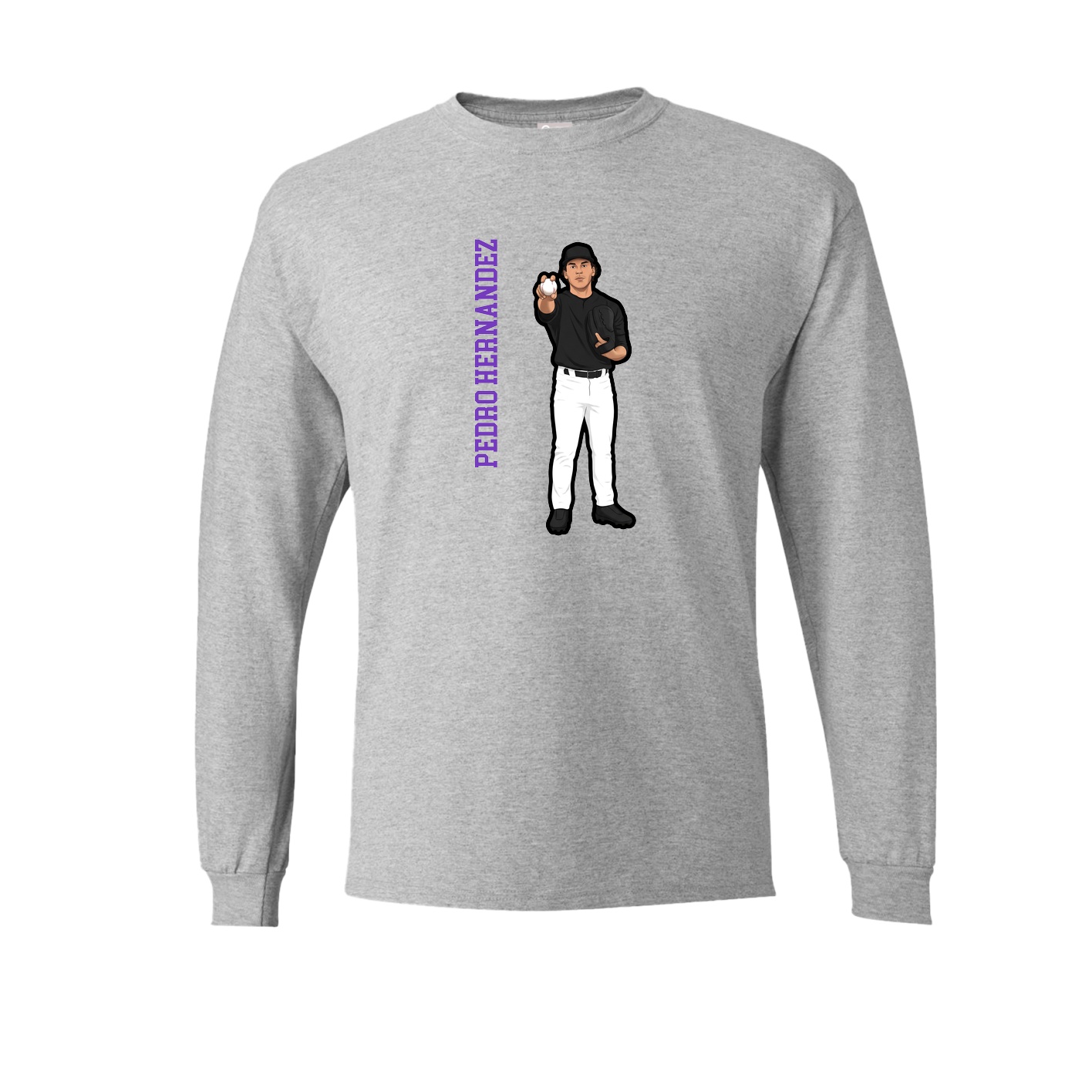 Long Sleeve Tee — Name Vertical in Grey