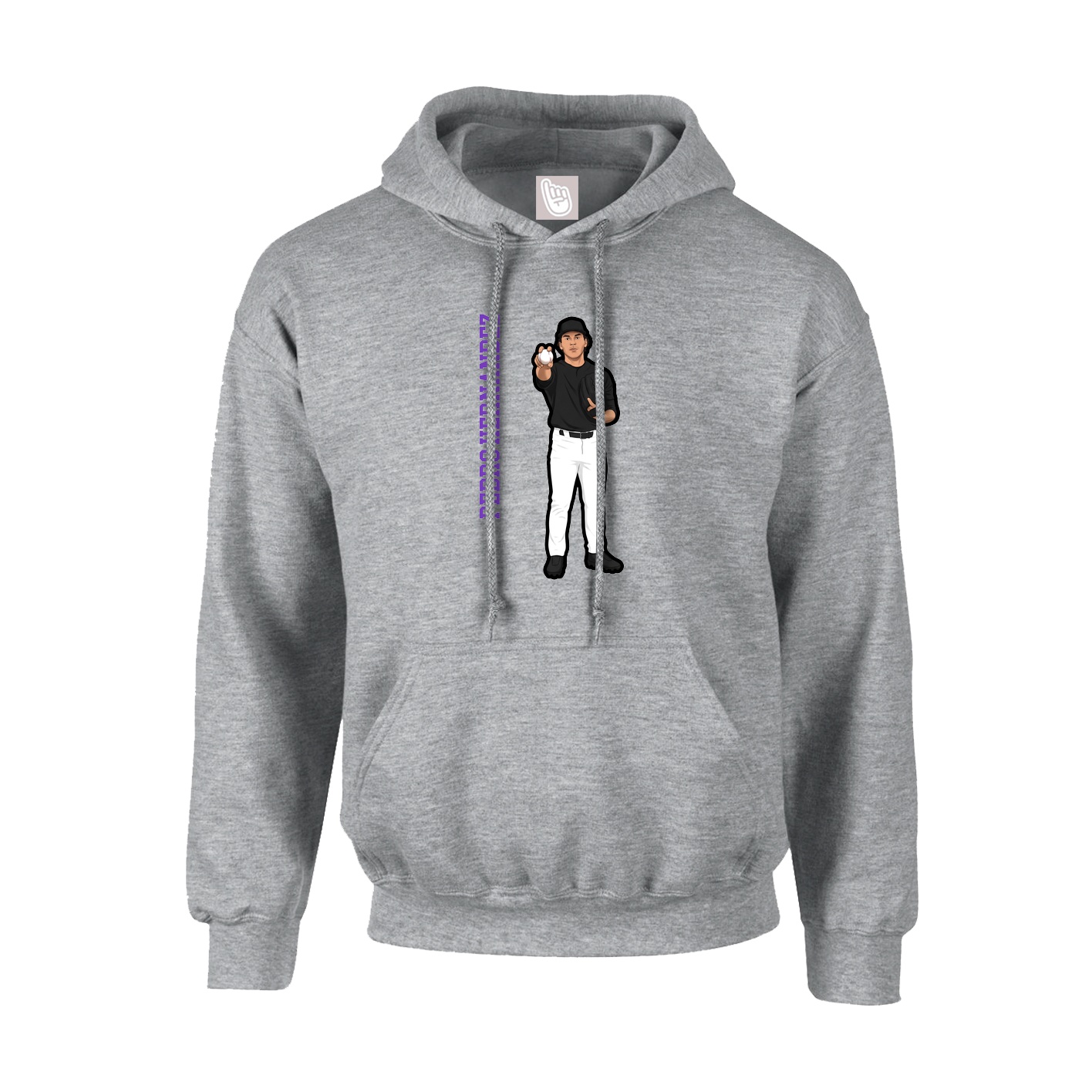 Youth Hoodie — Name Vertical in Grey