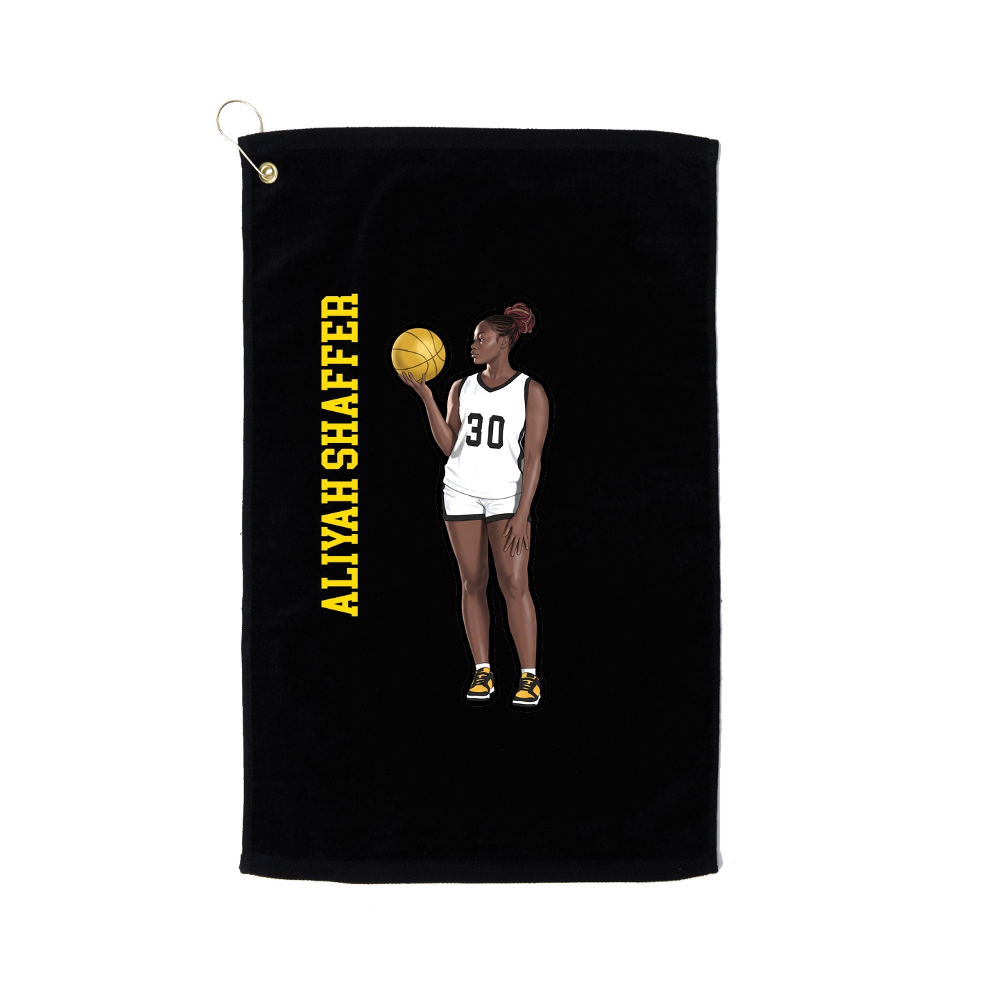 Golf Towel — Name Vertical in Black