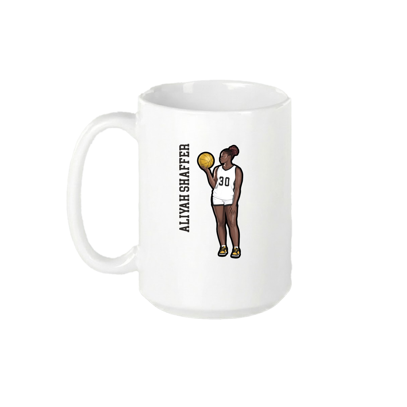 15oz Coffee Mug — Name Vertical in White