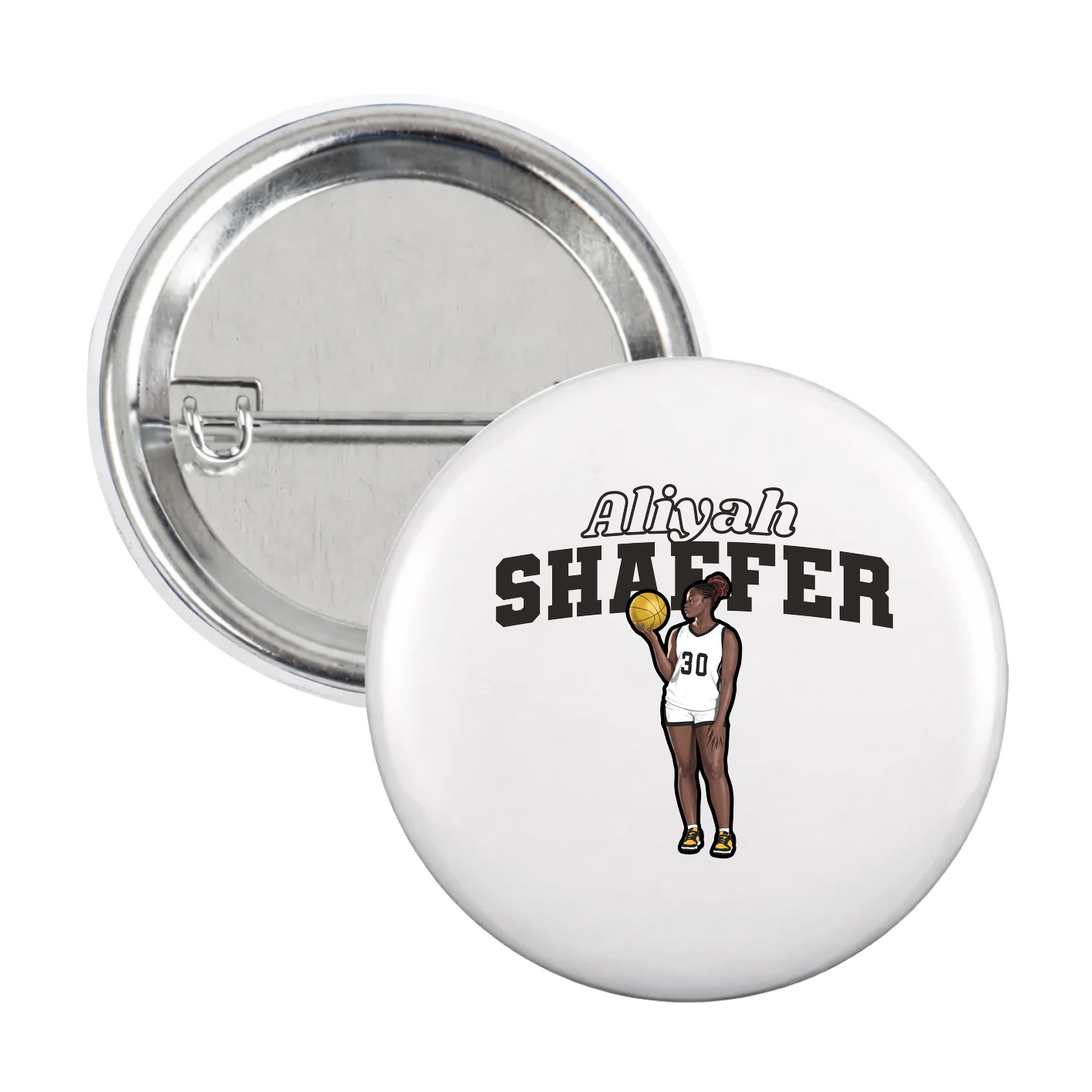Game Day Button — Name Arch in White