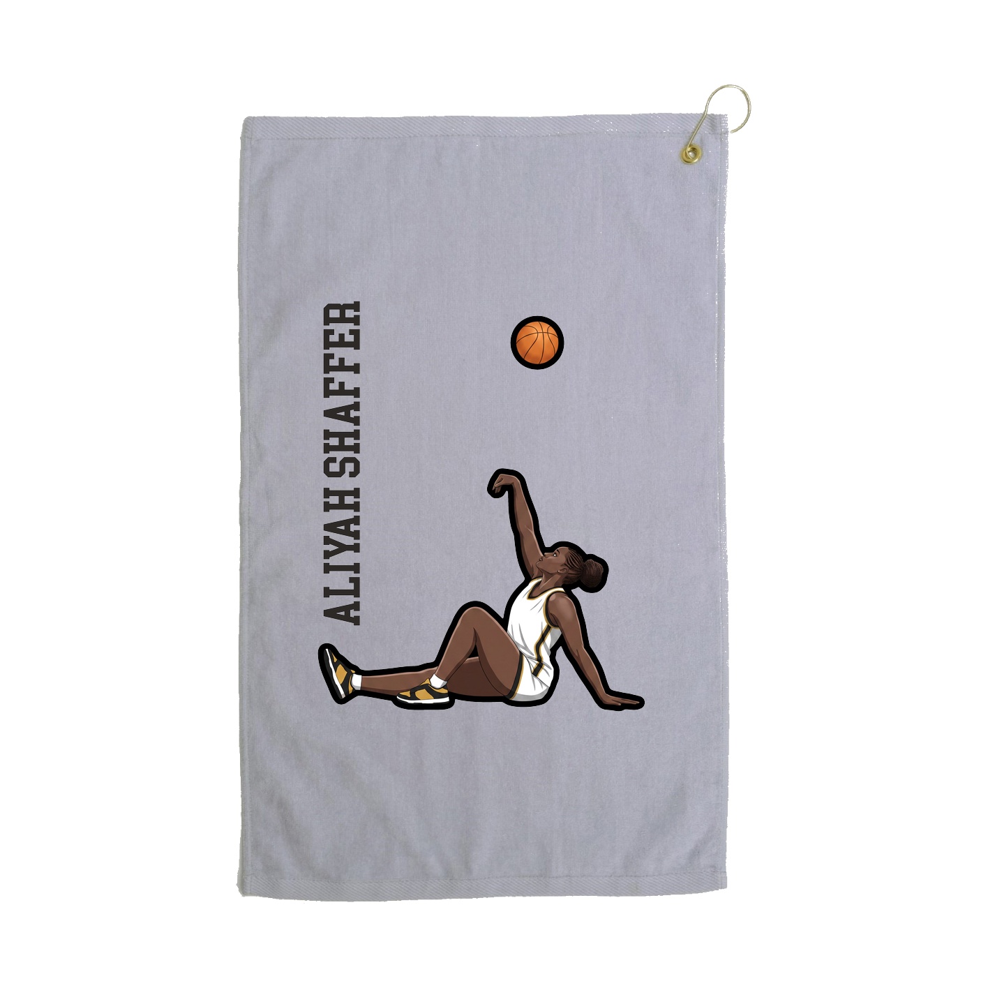 Golf Towel — Name Vertical in Grey