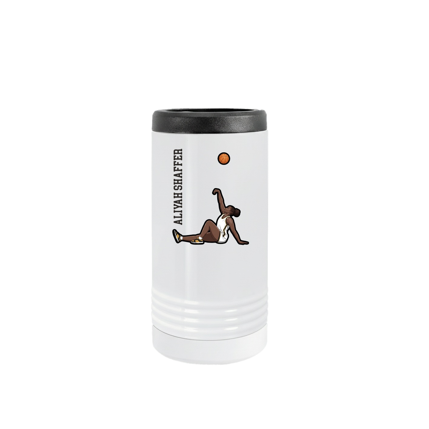 Slim Beverage Holder — Name Vertical in White