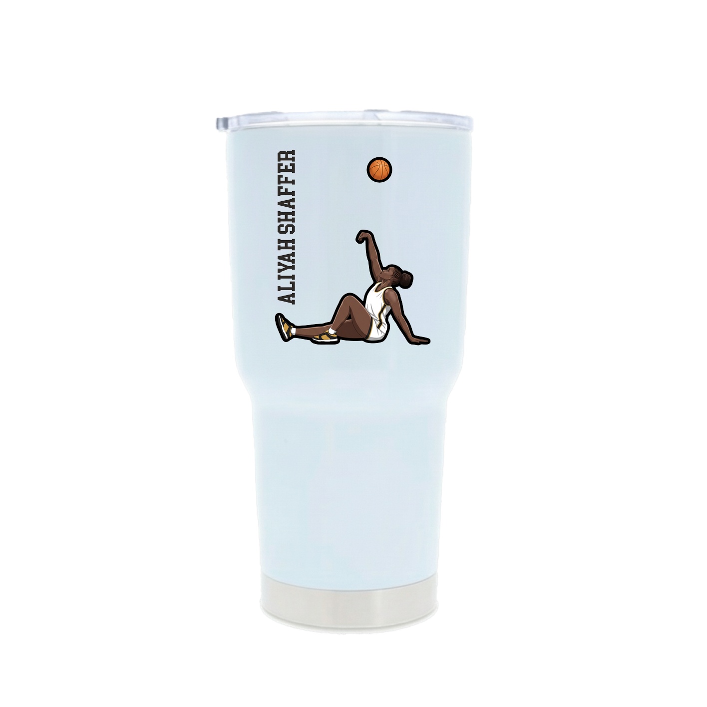 30oz Stainless Steel Tumbler — Name Vertical in White