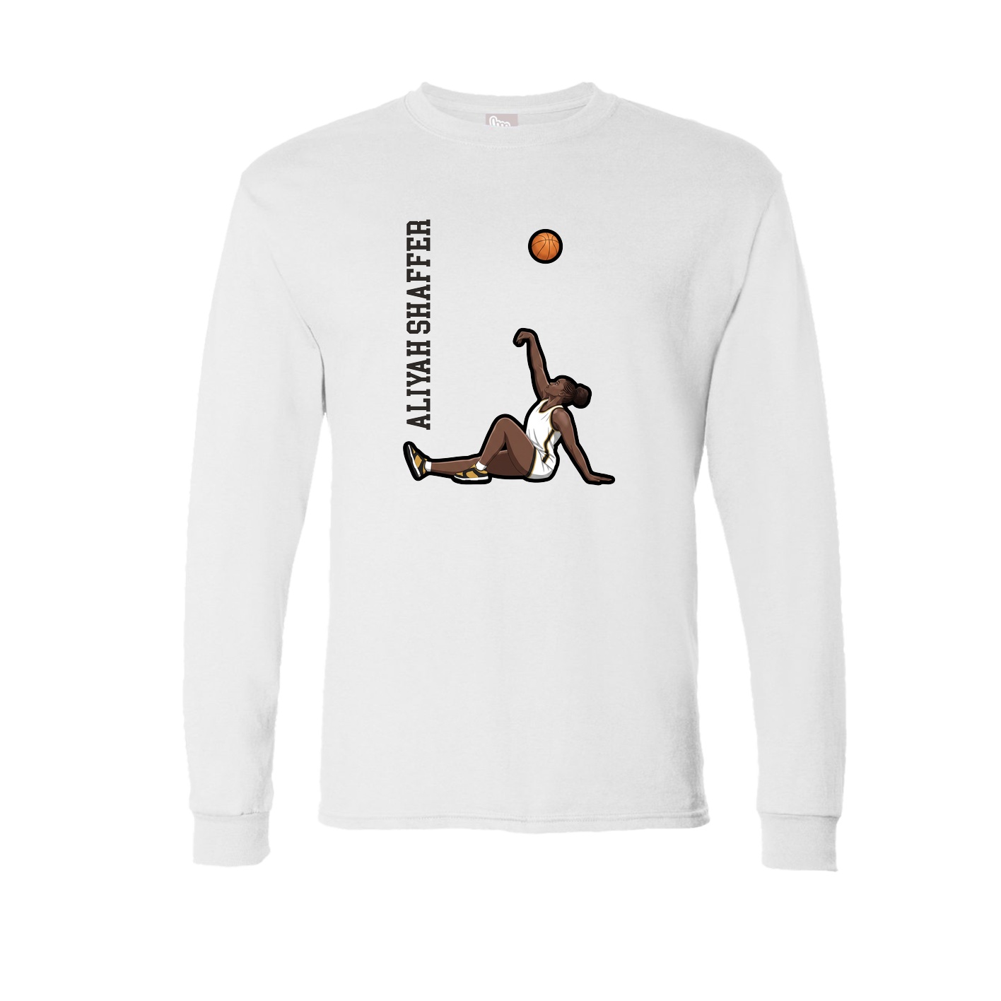 Long Sleeve Tee — Name Vertical in White