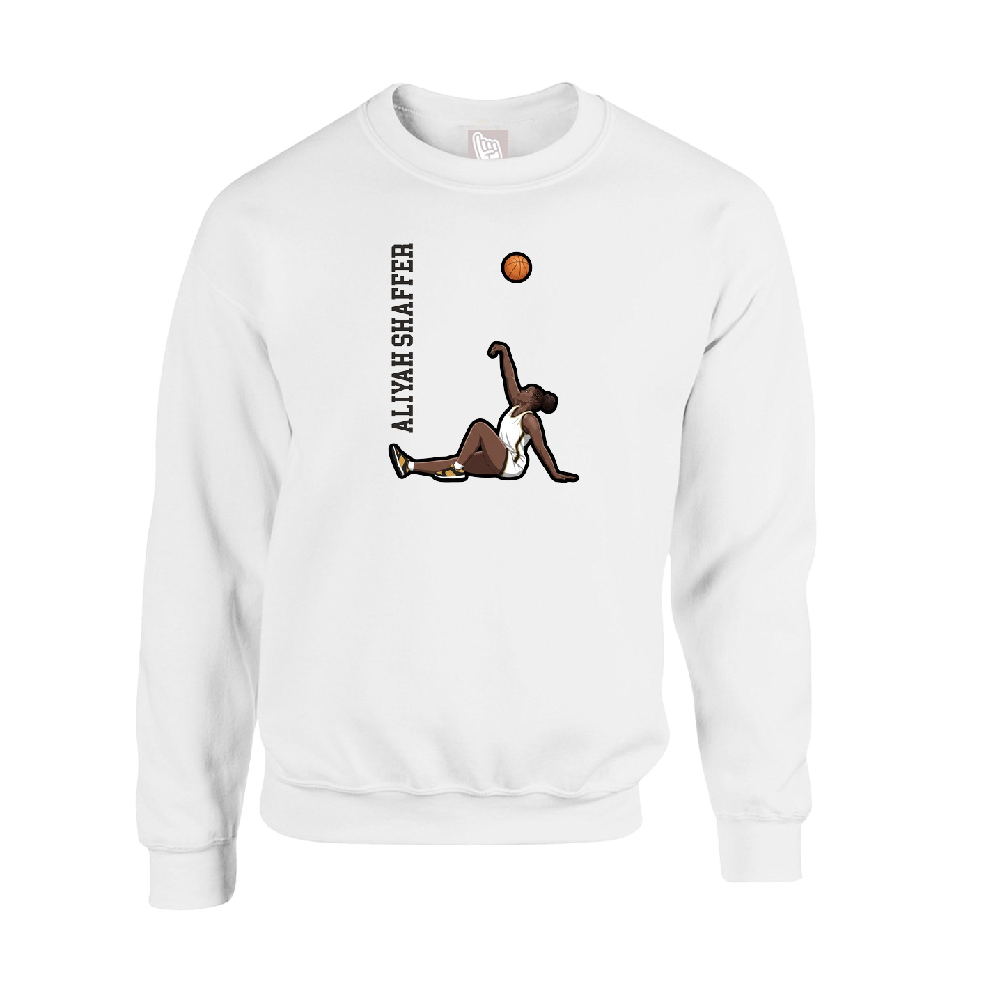 Fleece Crew — Name Vertical in White