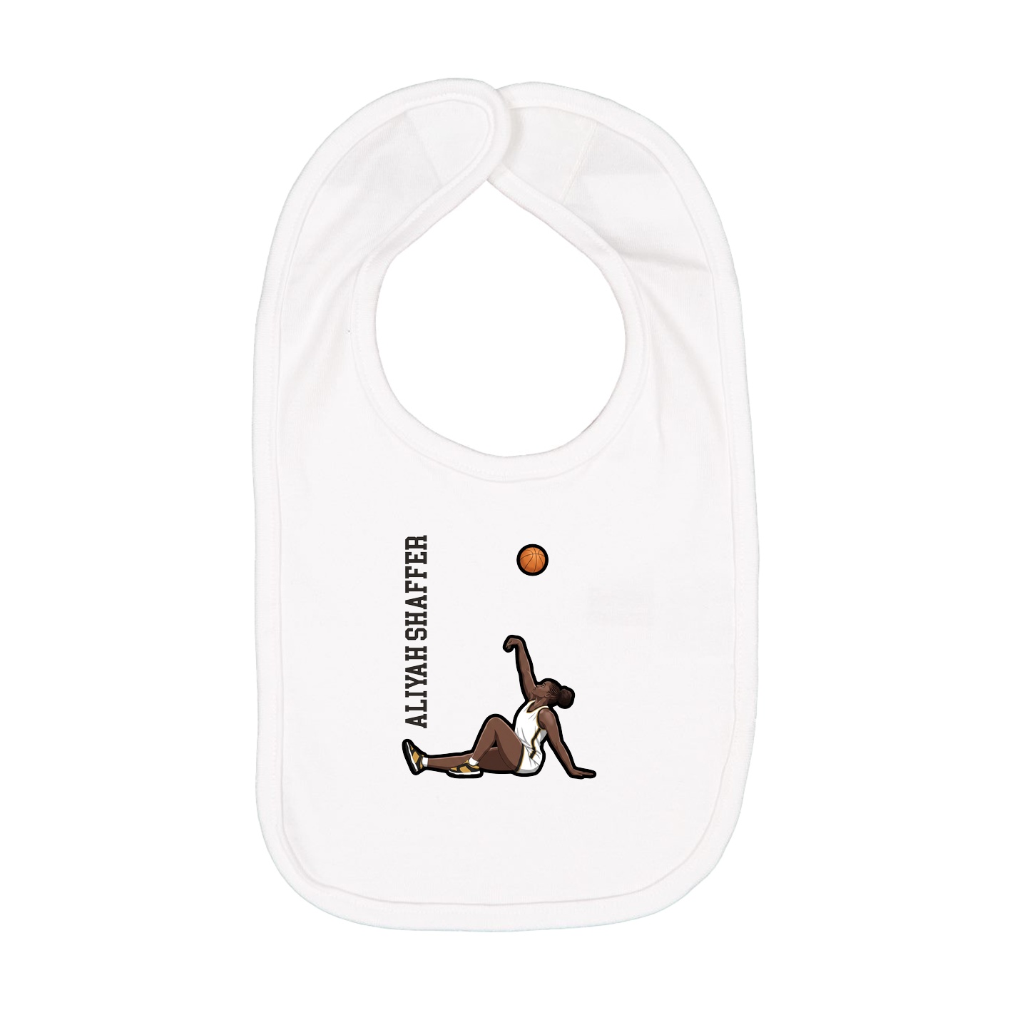 Infant Bib — Name Vertical in White