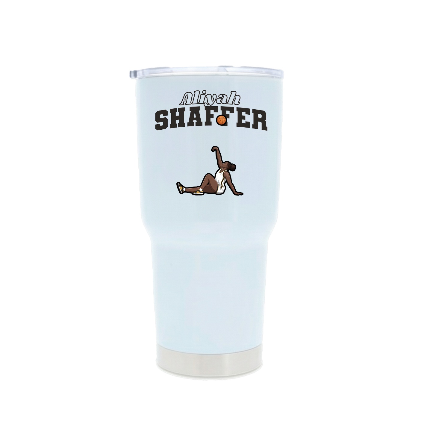 30oz Stainless Steel Tumbler — Name Arch in White