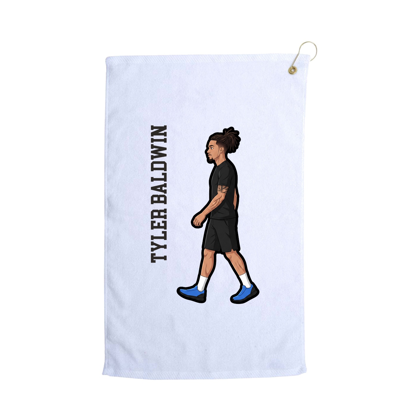 Golf Towel — Name Vertical in White
