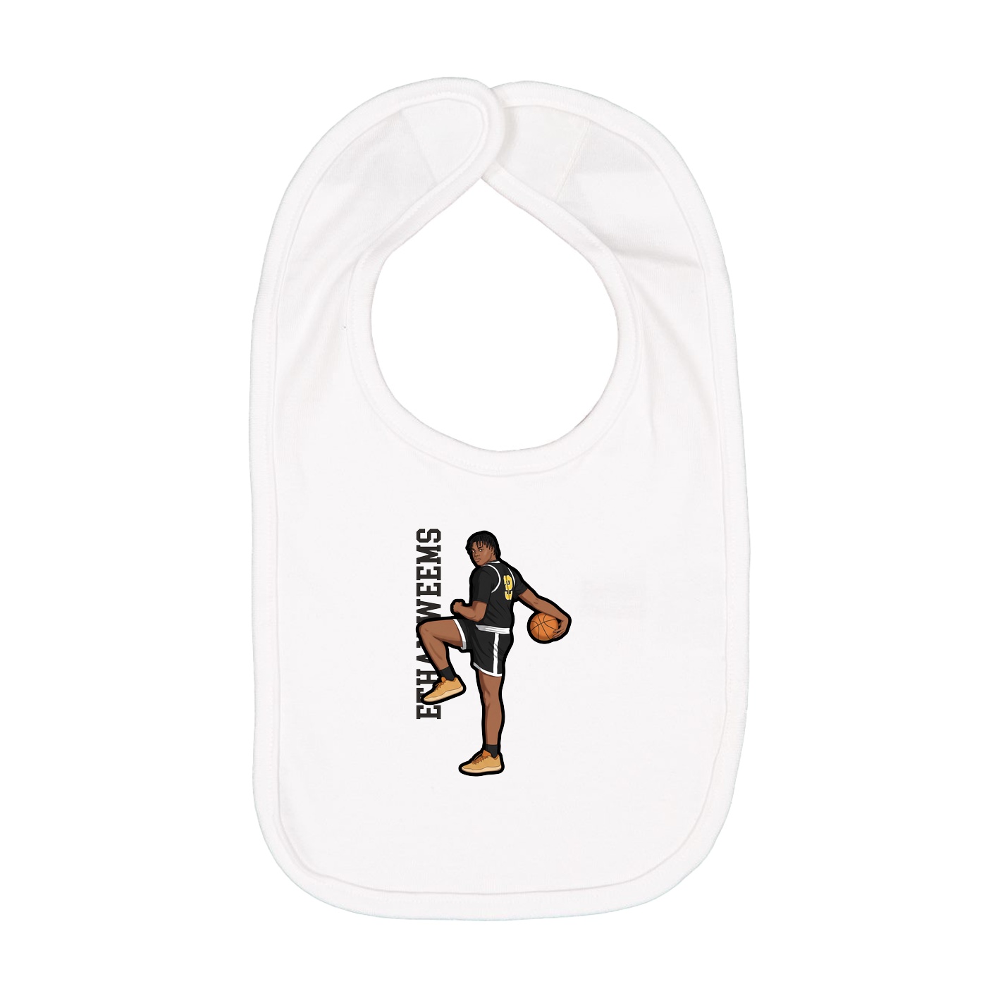 Infant Bib — Name Vertical in White