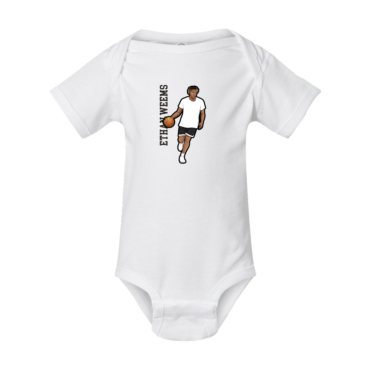 Baby Onesie — Name Vertical in White