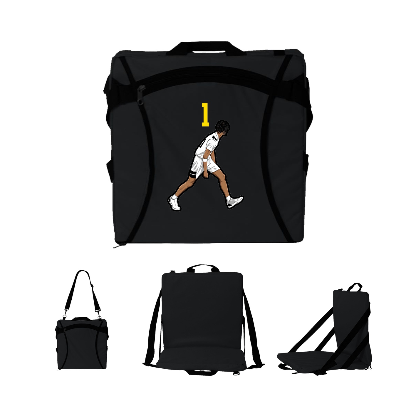 Folding Stadium Seat — Number Top in Black