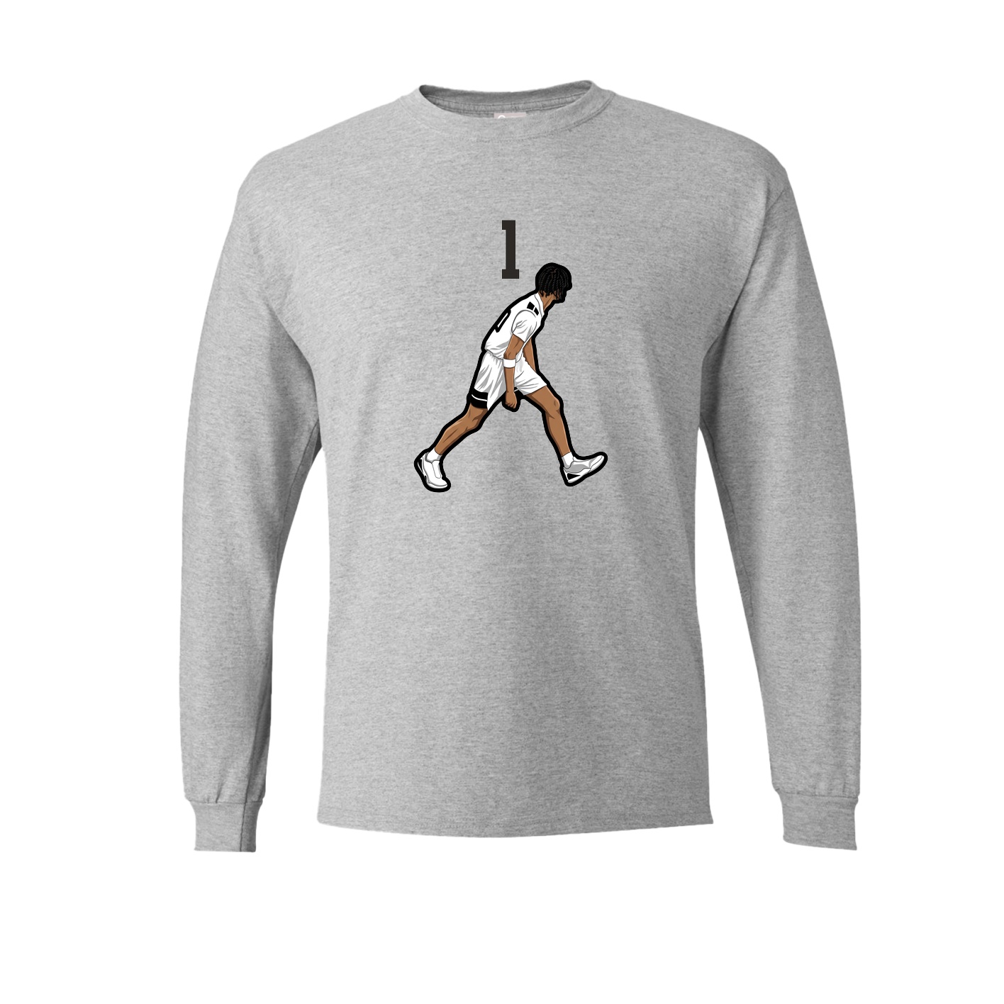 Long Sleeve Tee — Number Top in Grey