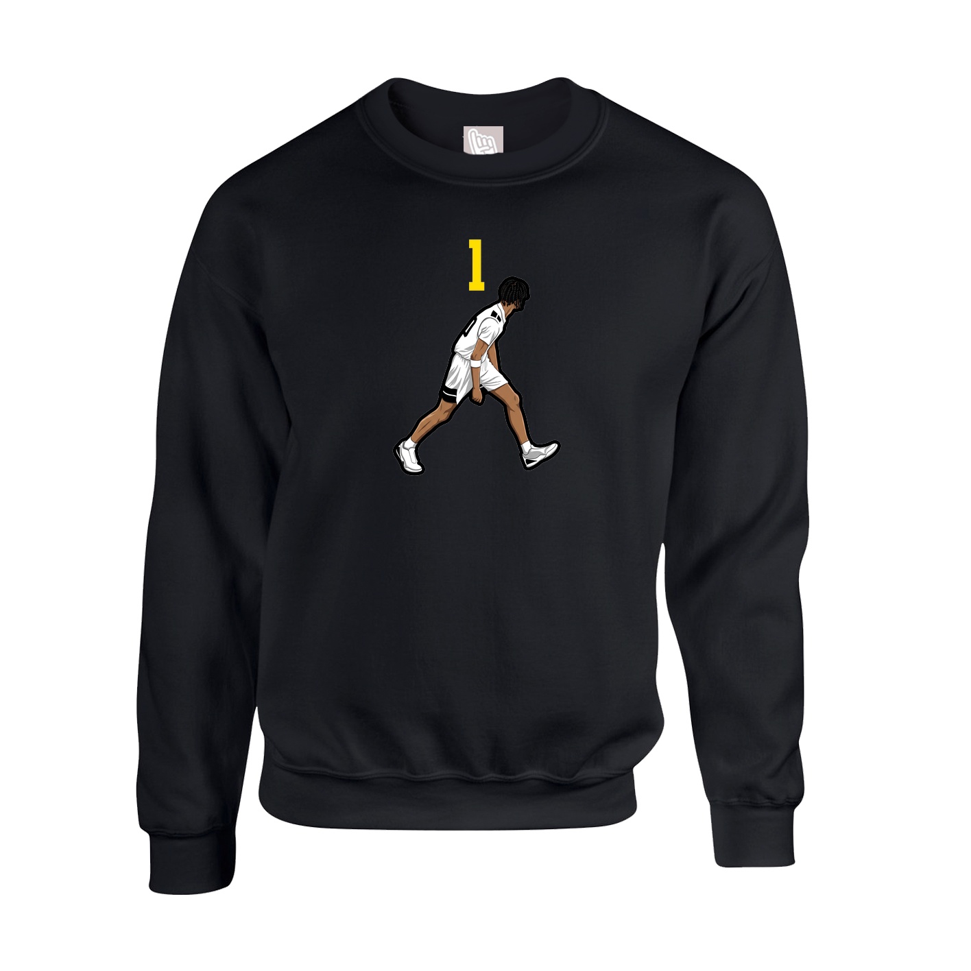 Fleece Crew — Number Top in Black