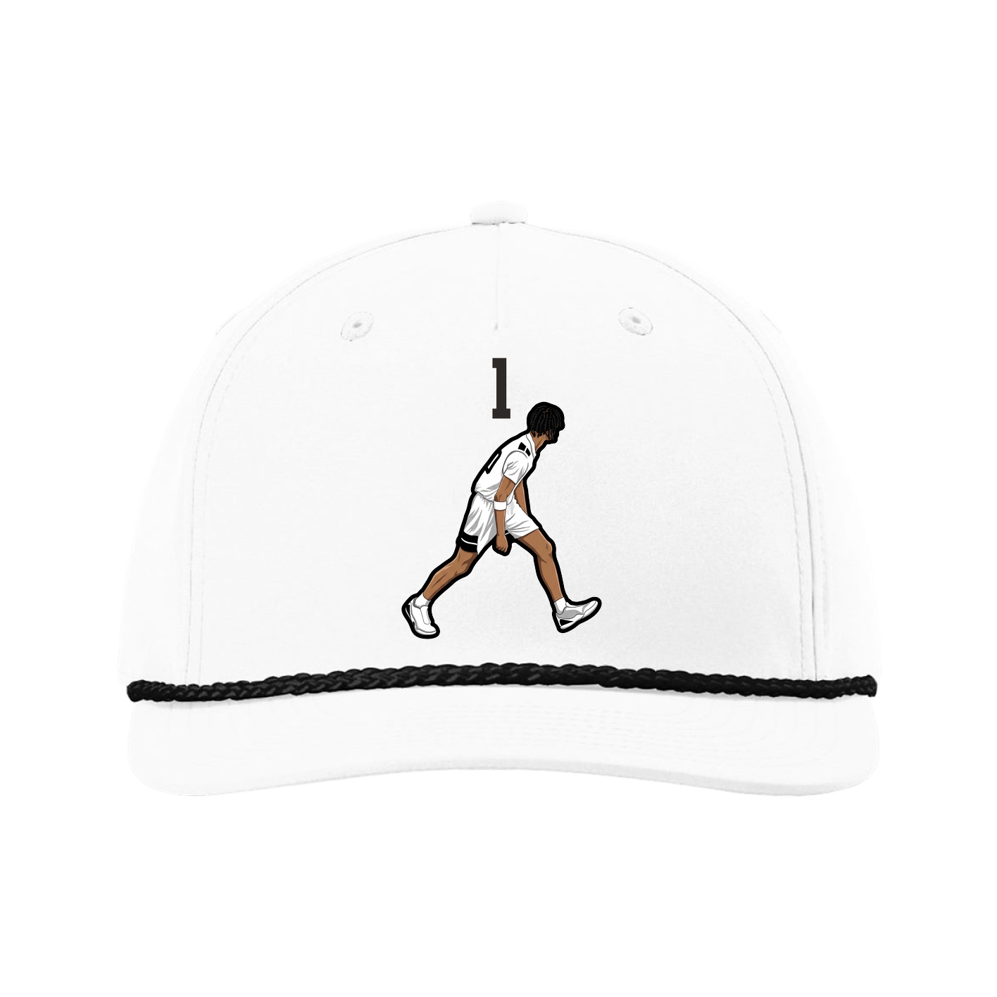 Five-Panel Classic Rope Cap — Number Top in White