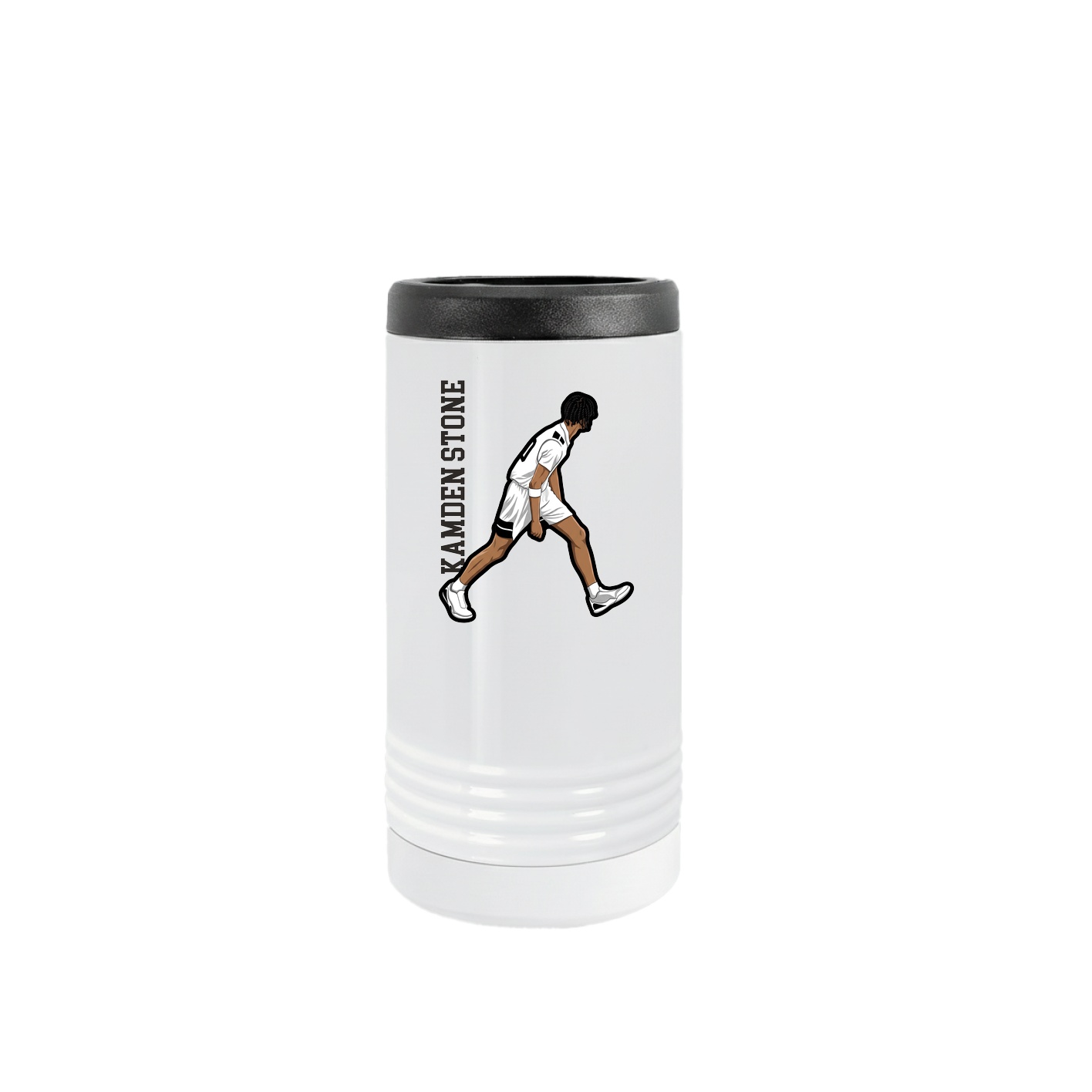 Slim Beverage Holder — Name Vertical in White