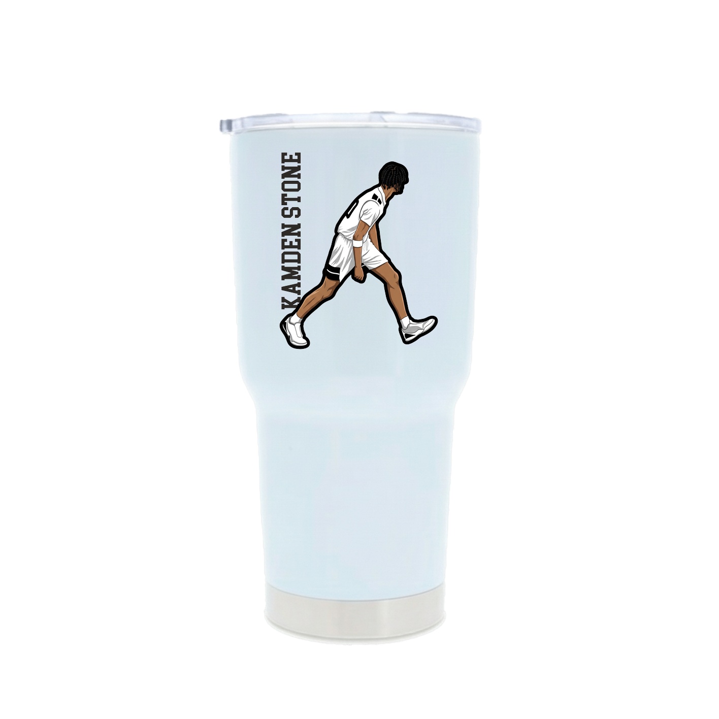 30oz Stainless Steel Tumbler — Name Vertical in White