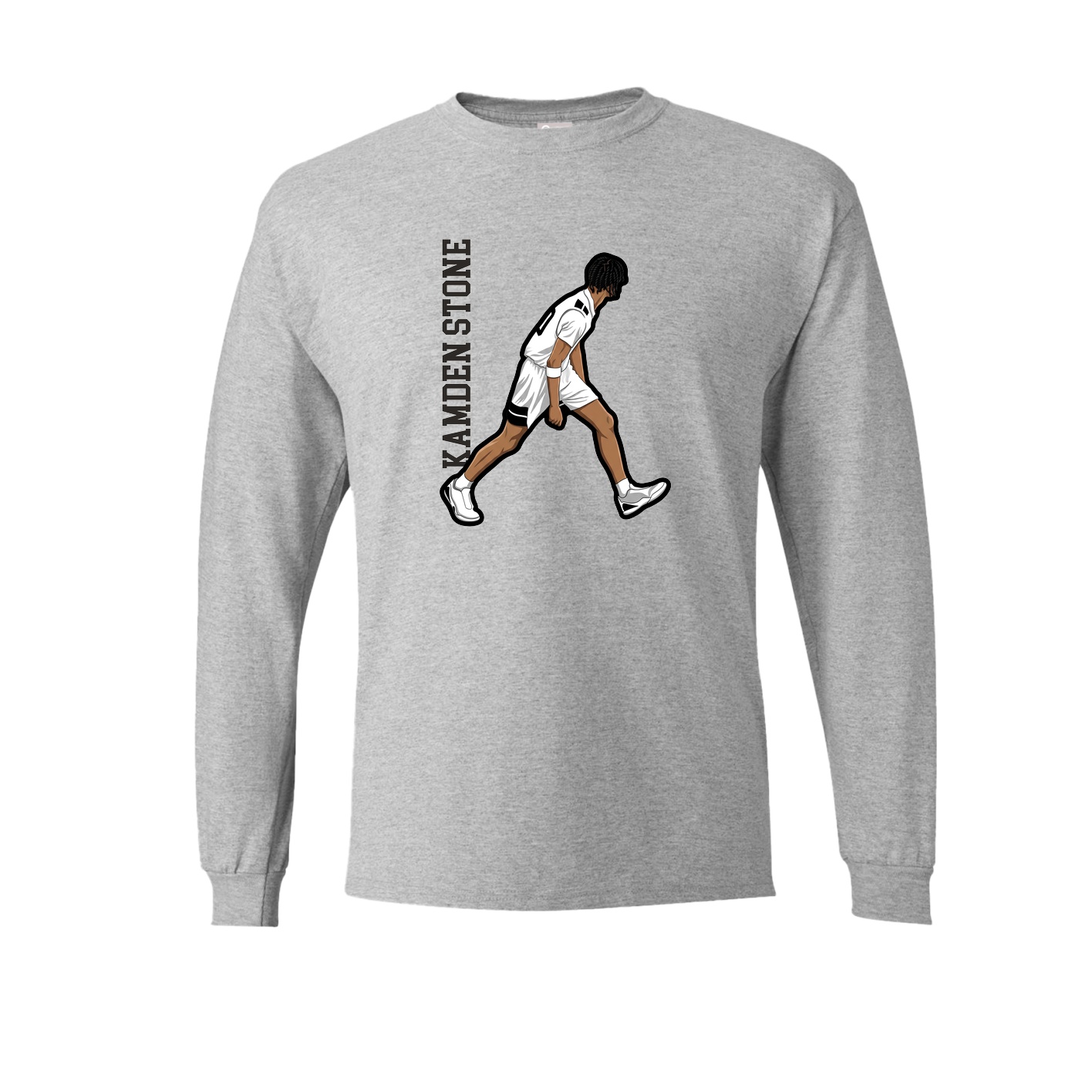 Long Sleeve Tee — Name Vertical in Grey
