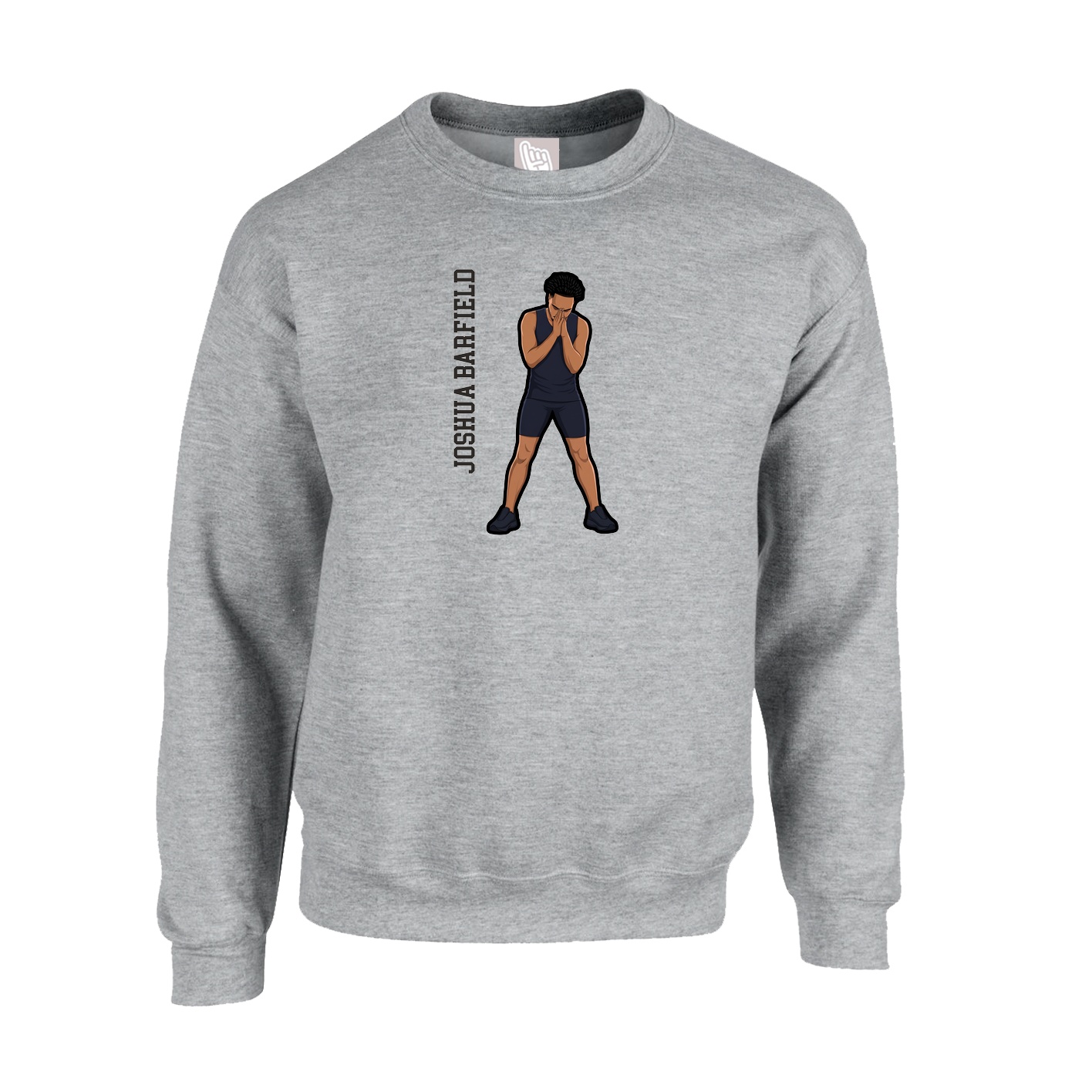 Fleece Crew — Name Vertical in Grey