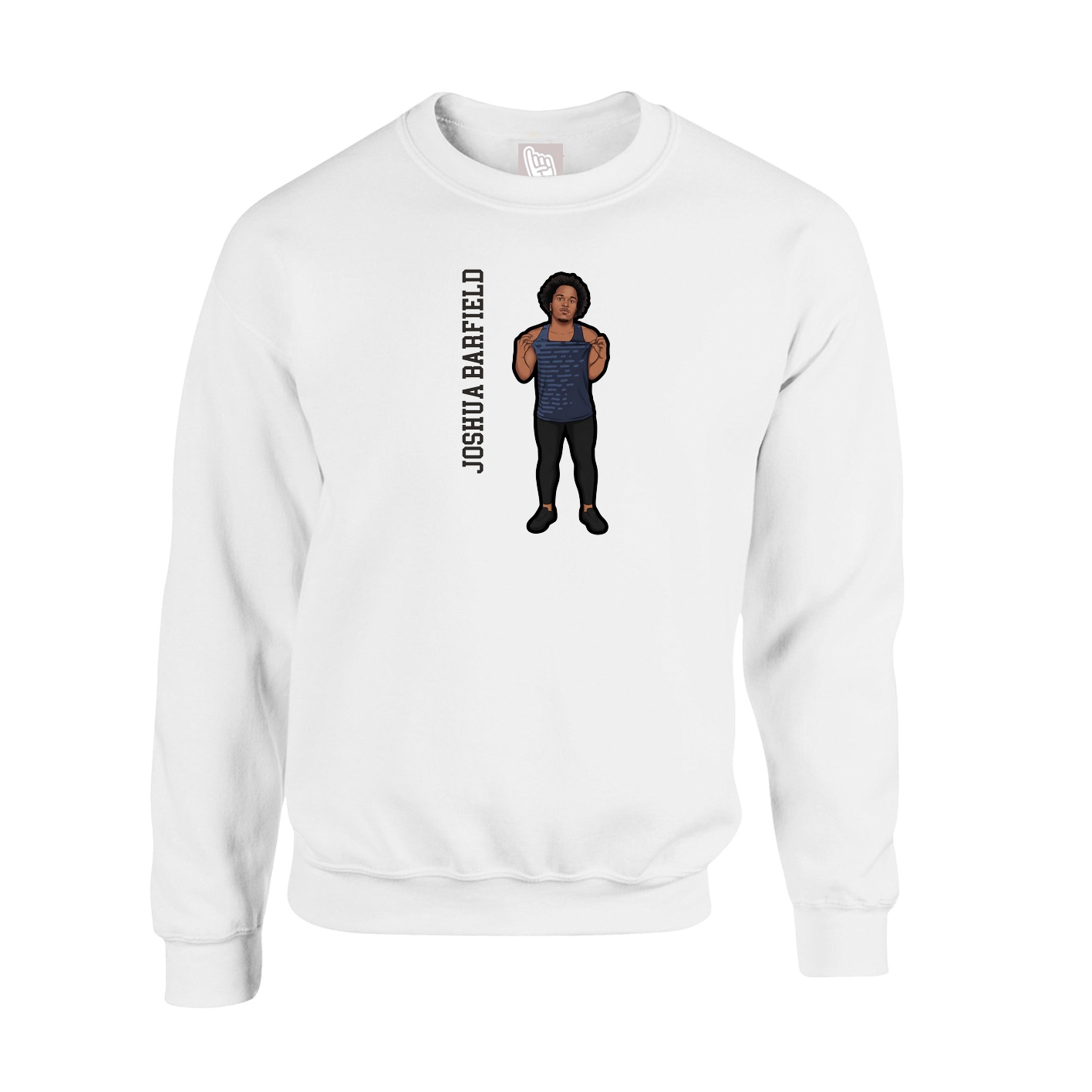 Fleece Crew — Name Vertical in White