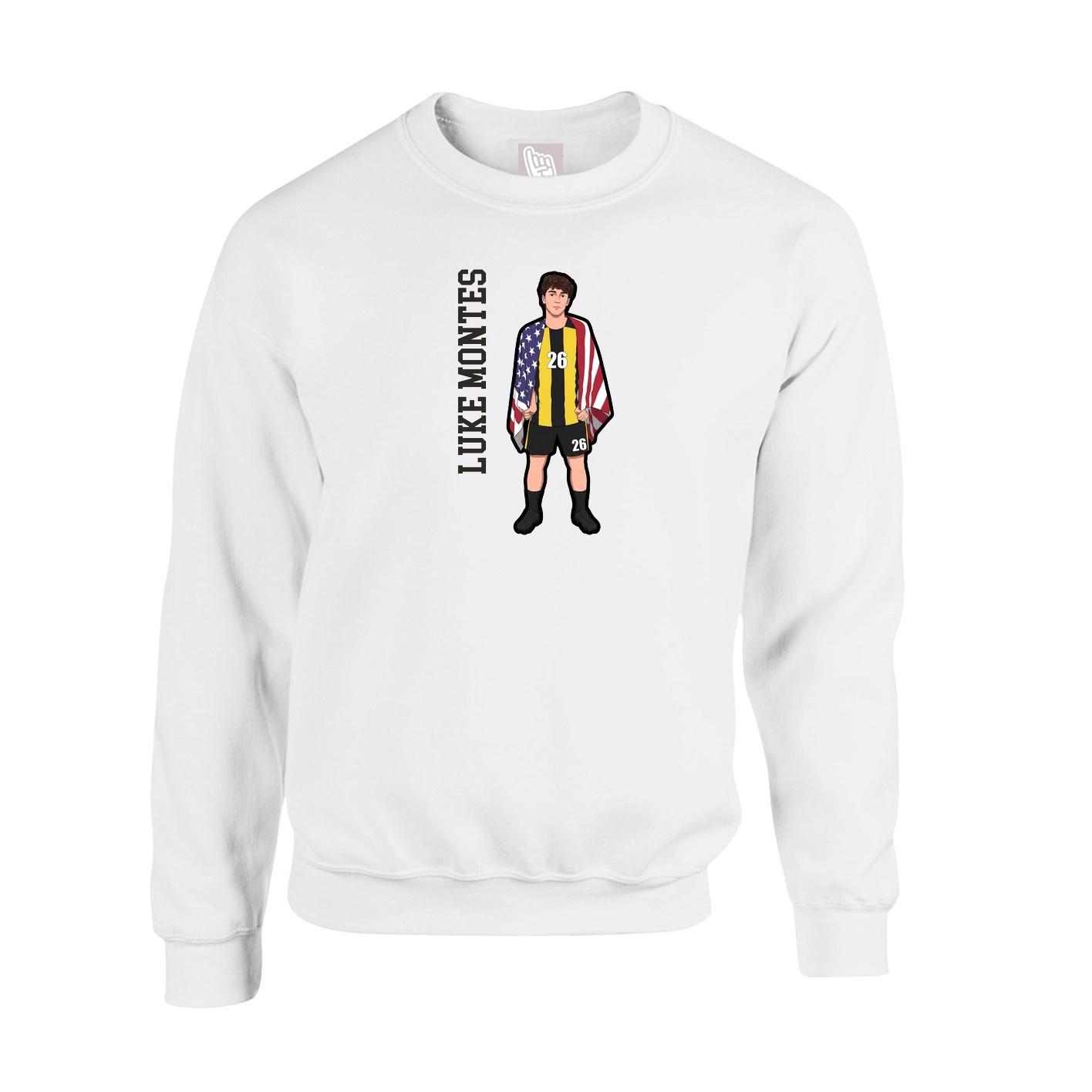 Fleece Crew — Name Vertical in White