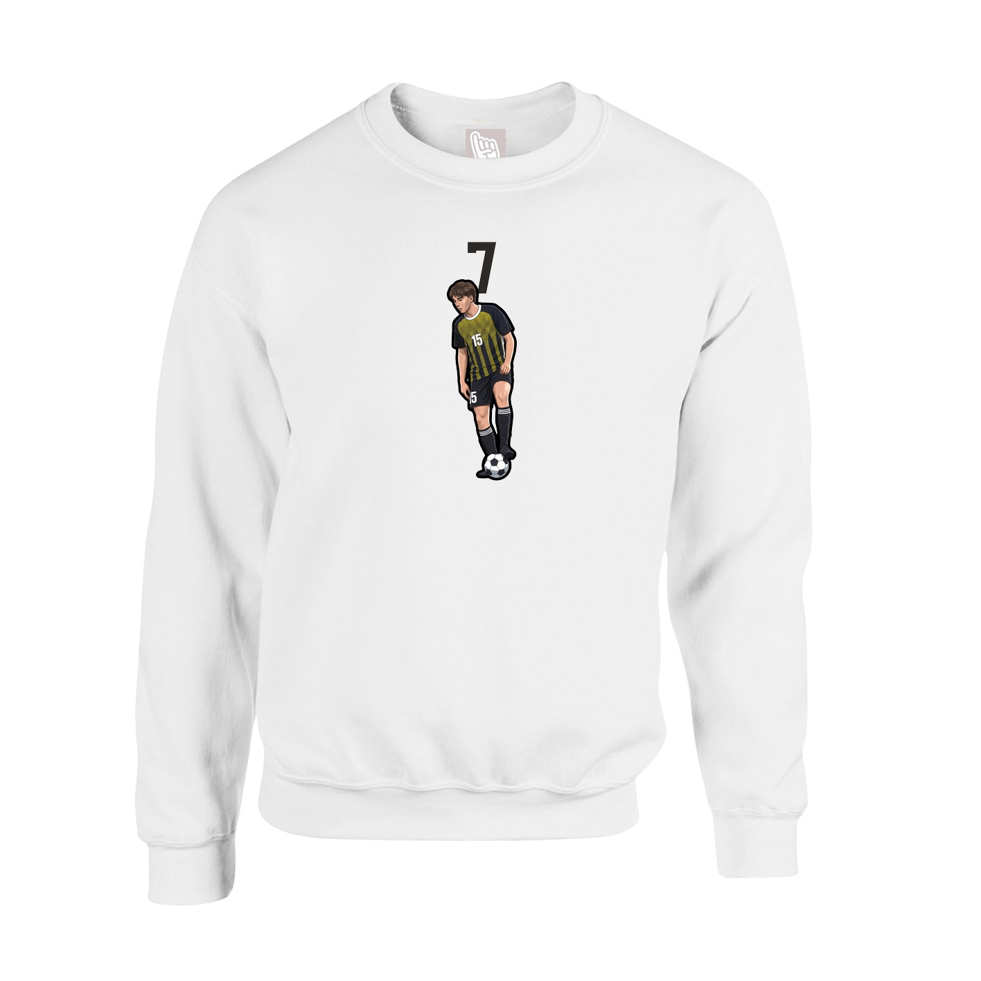 Fleece Crew — Number Top in White