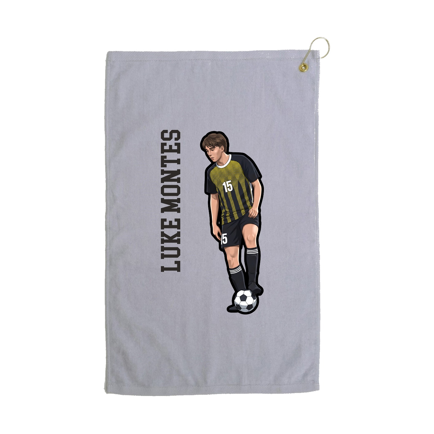 Golf Towel — Name Vertical in Grey