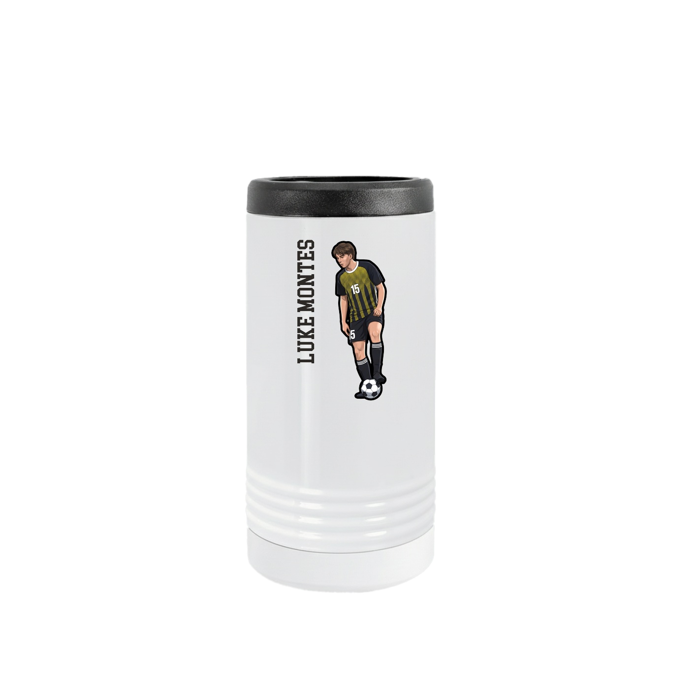 Slim Beverage Holder — Name Vertical in White