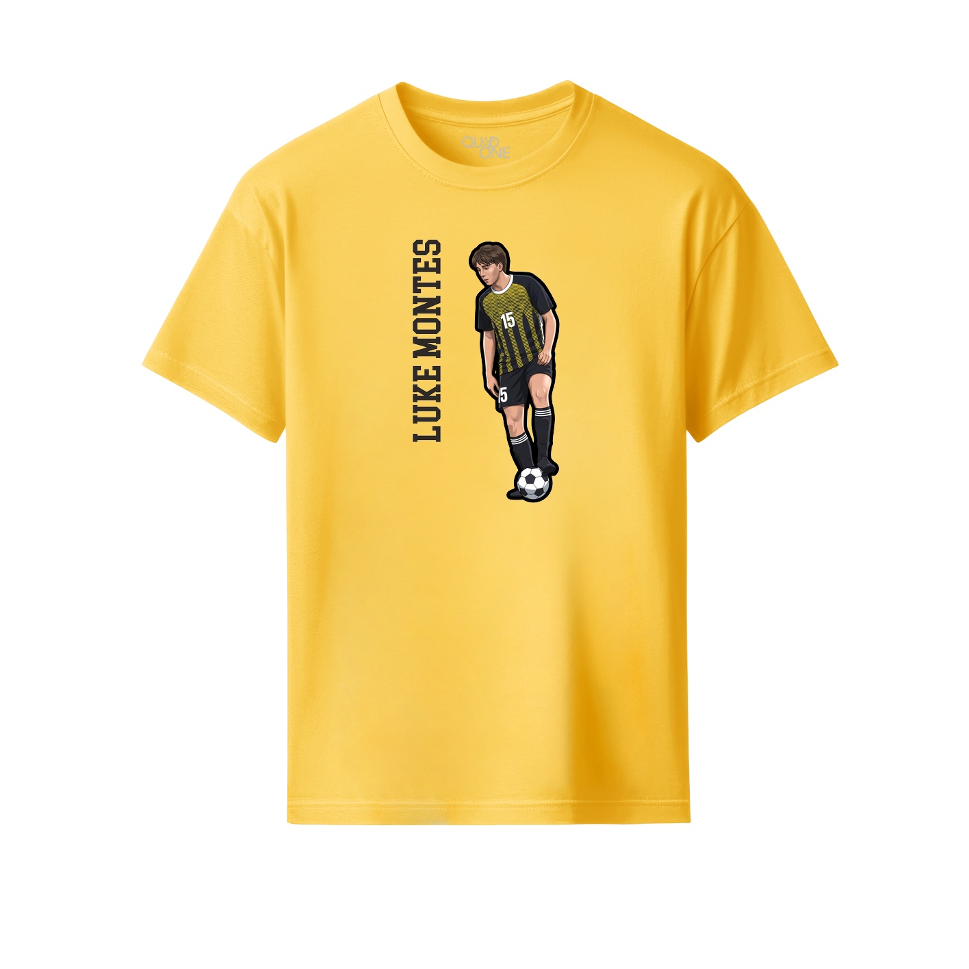 Youth Tee — Name Vertical in Yellow