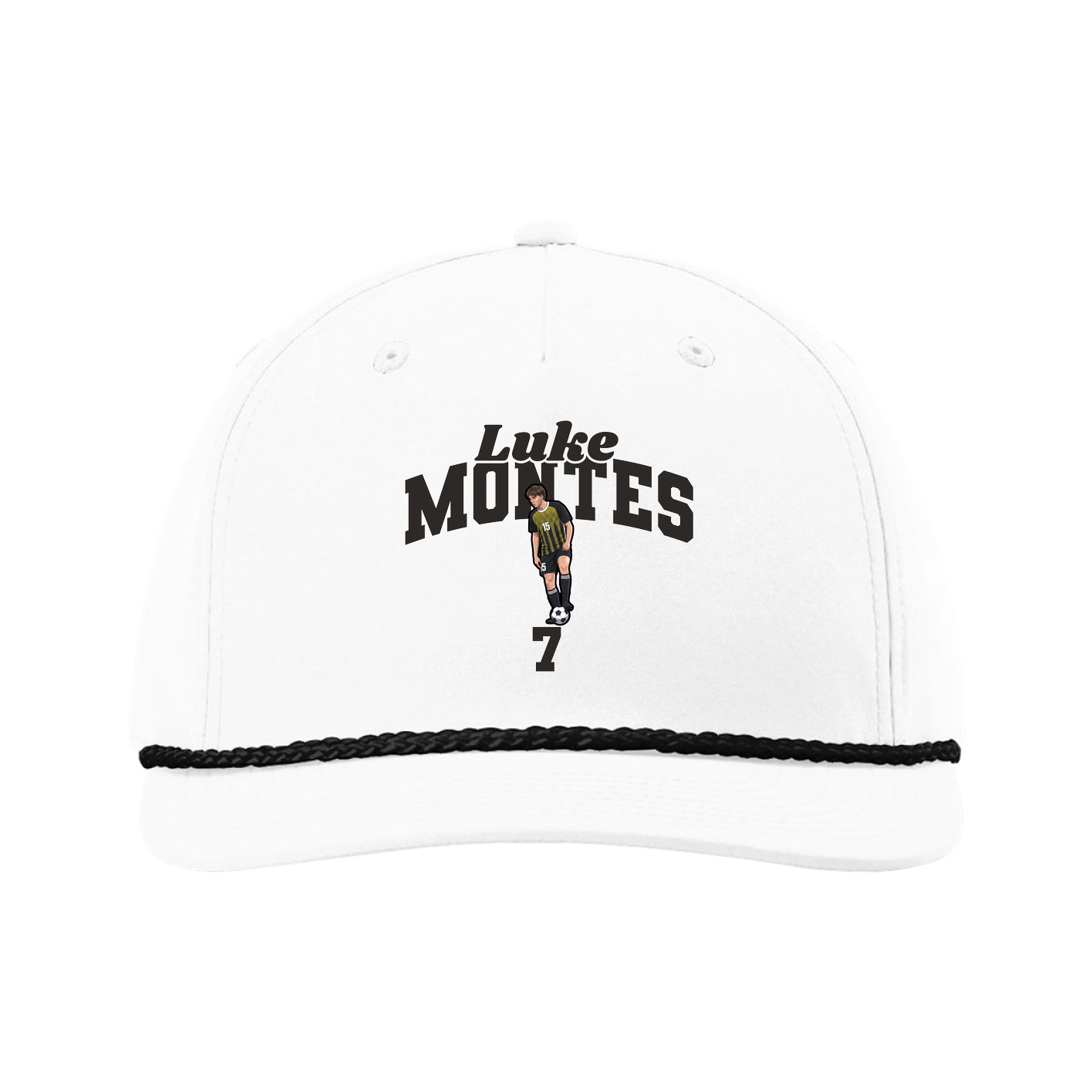 Five-Panel Classic Rope Cap — Signature Arch in White