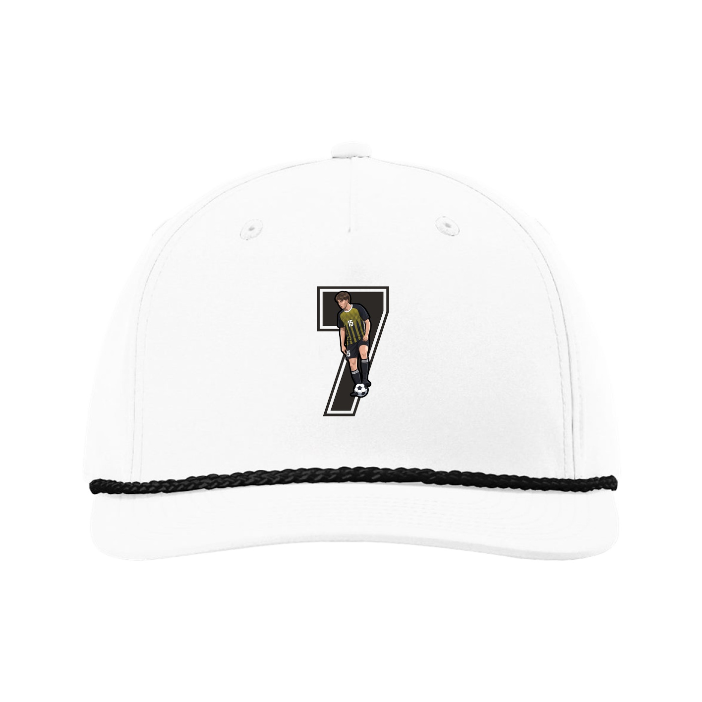 Five-Panel Classic Rope Cap — Number in White