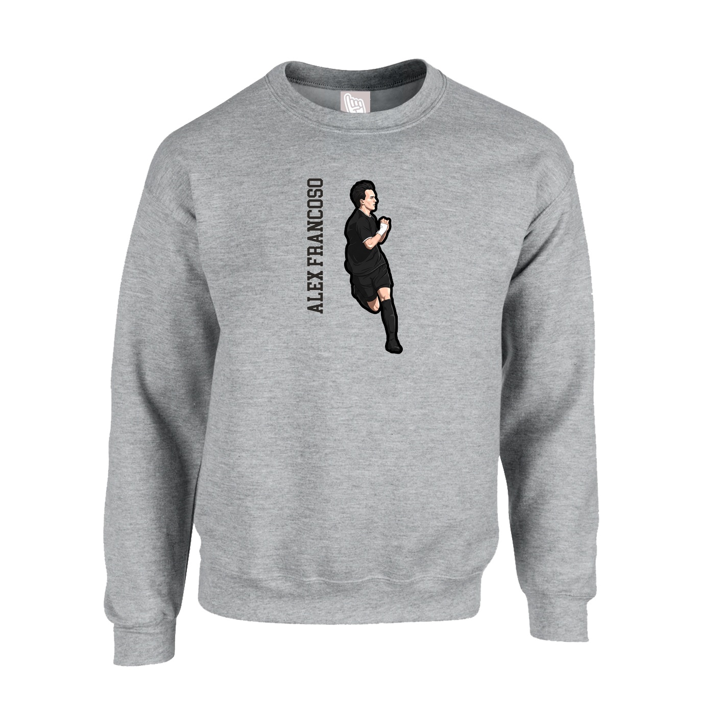 Fleece Crew — Name Vertical in Grey