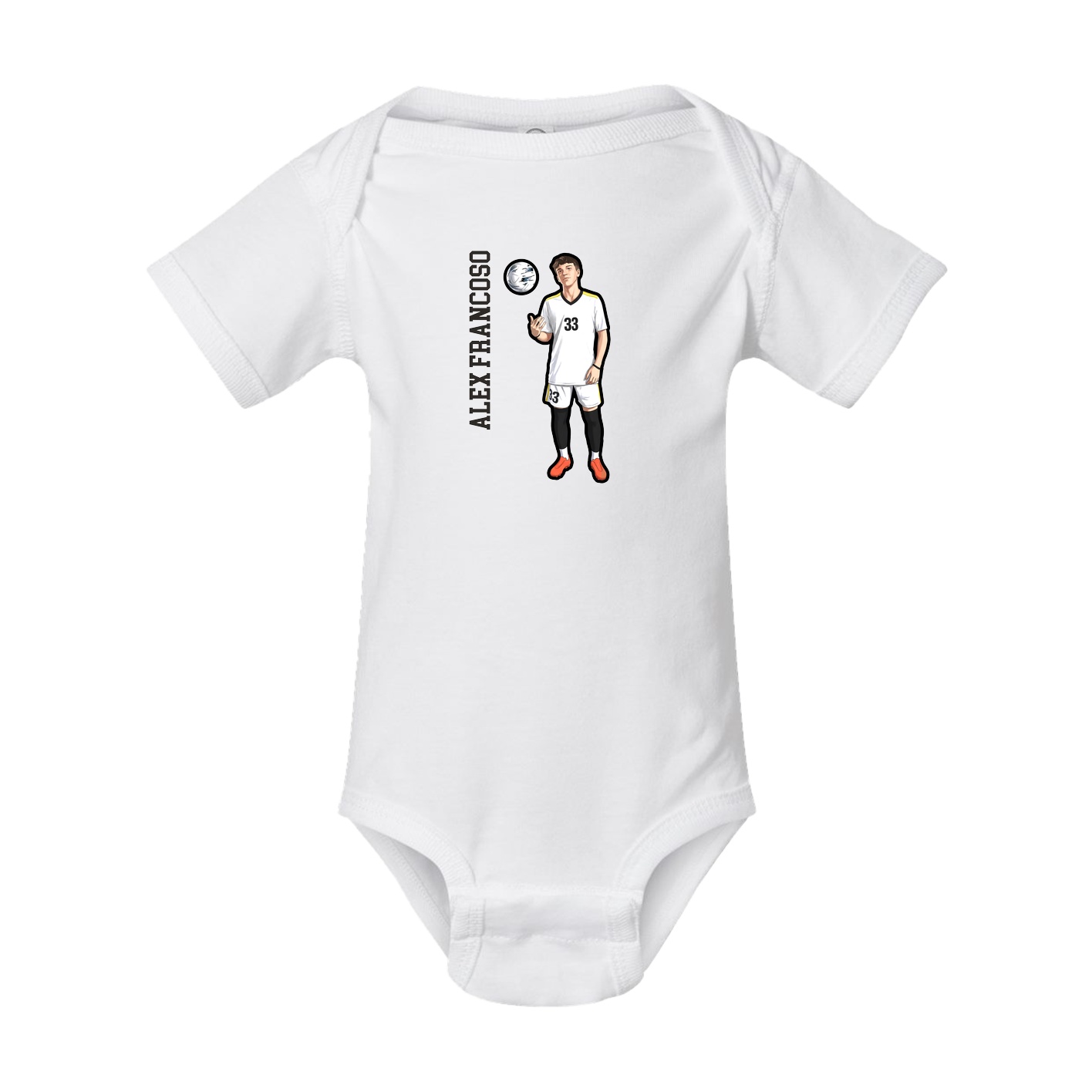 Baby Onesie — Name Vertical in White
