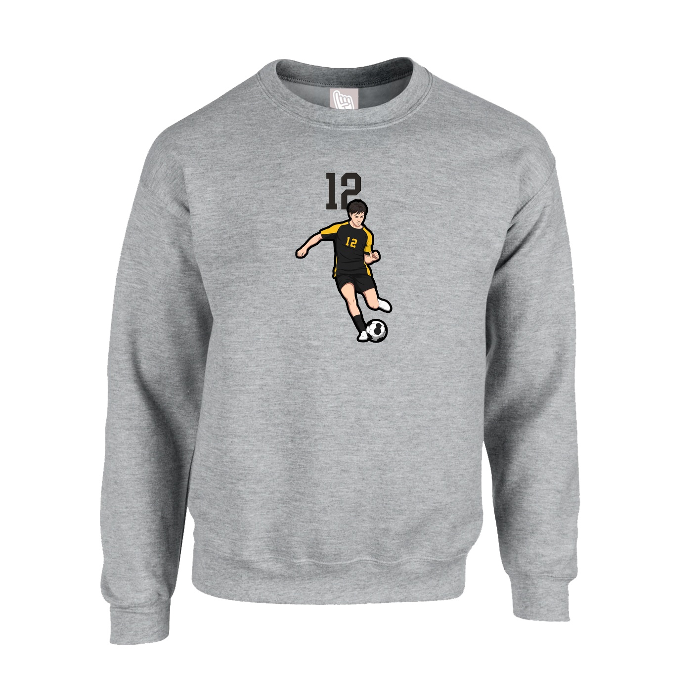 Fleece Crew — Number Top in Grey