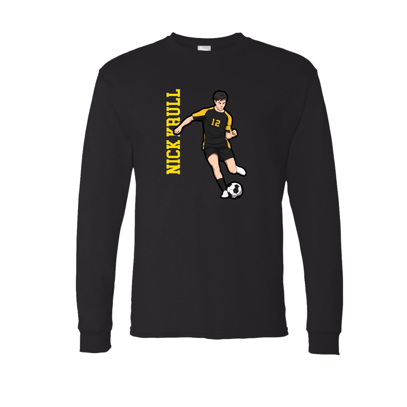 Long Sleeve Tee — Name Vertical in Black