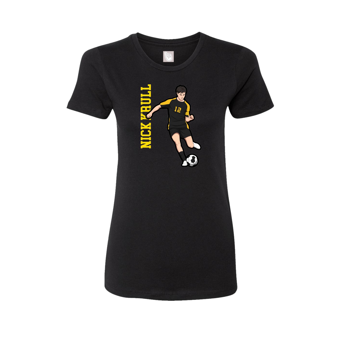 Fitted Women's Tee — Name Vertical in Black