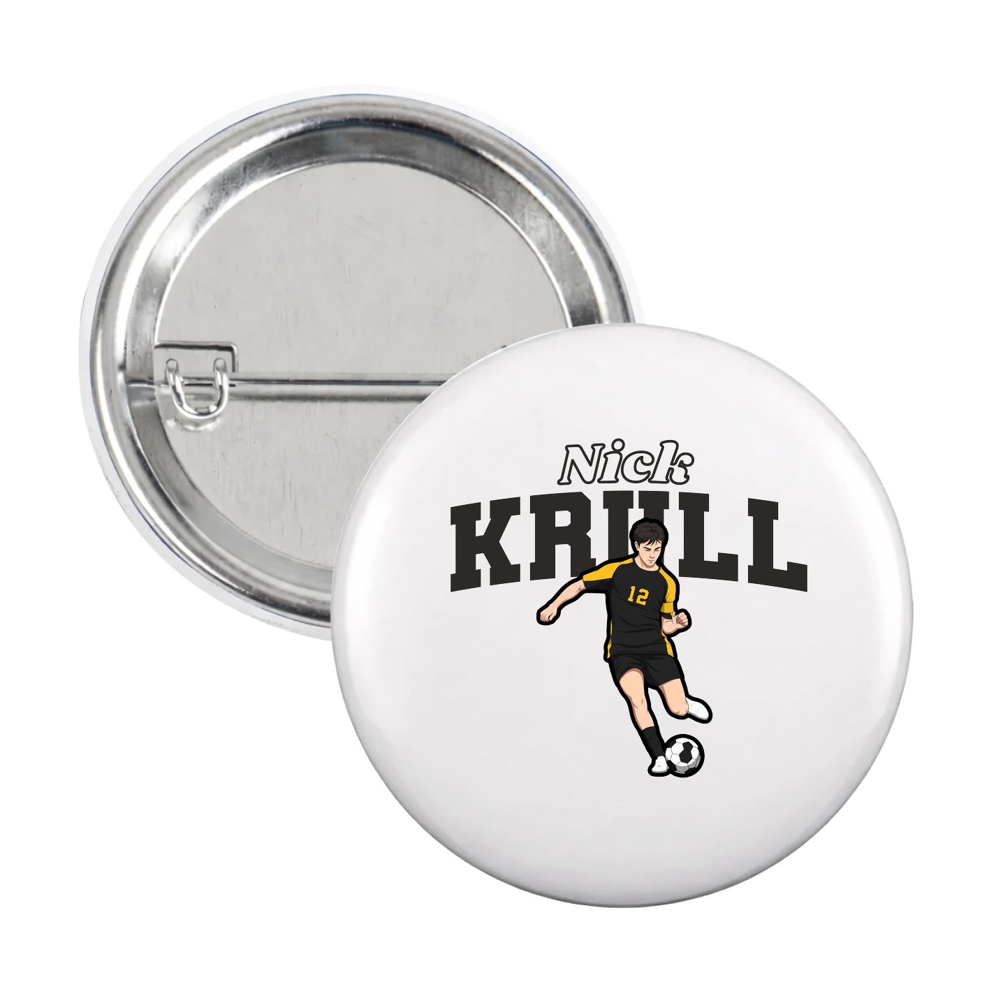 Game Day Button — Name Arch in White
