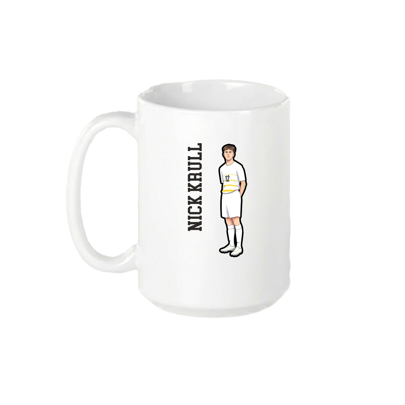 15oz Coffee Mug — Name Vertical in White