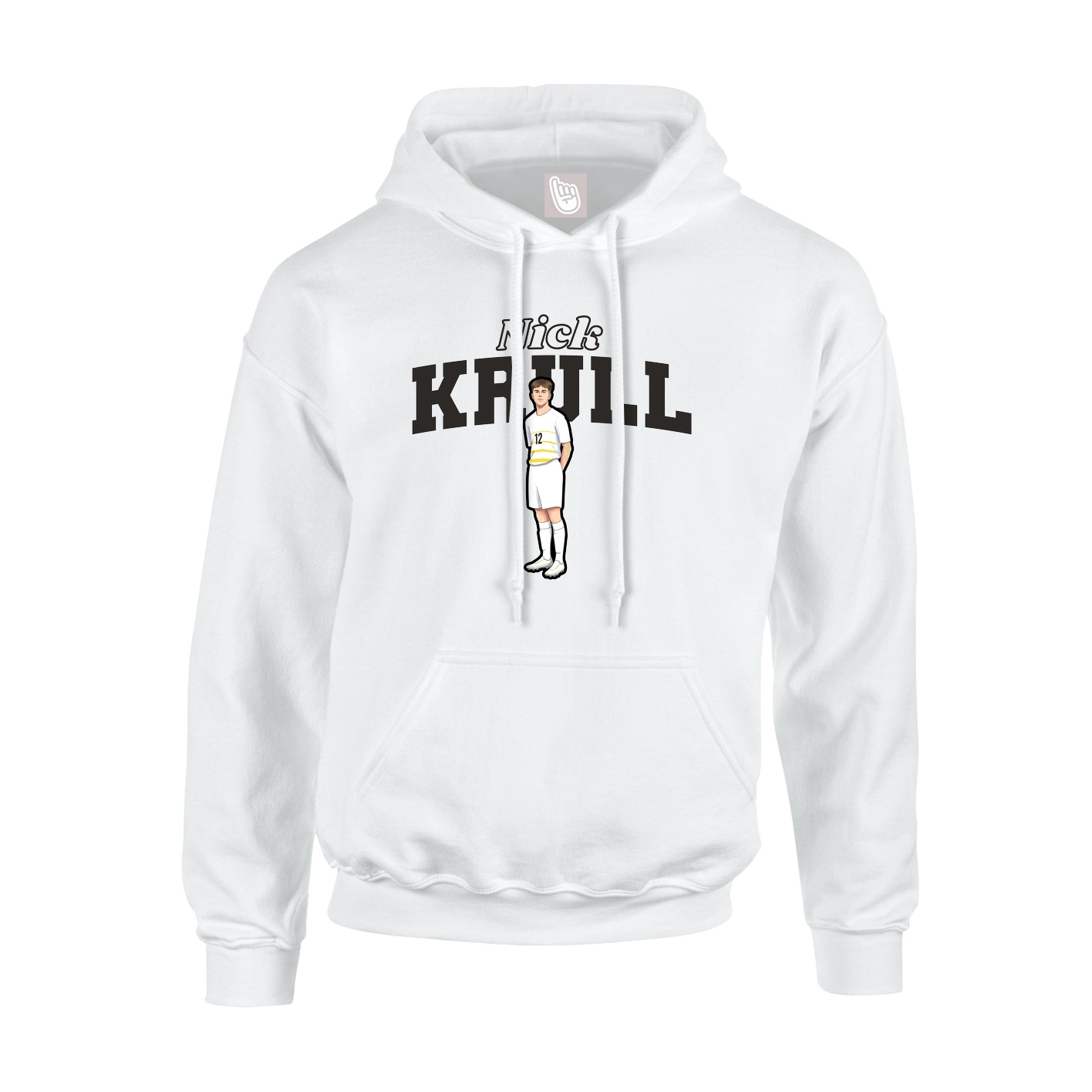 Youth Hoodie — Name Arch in White