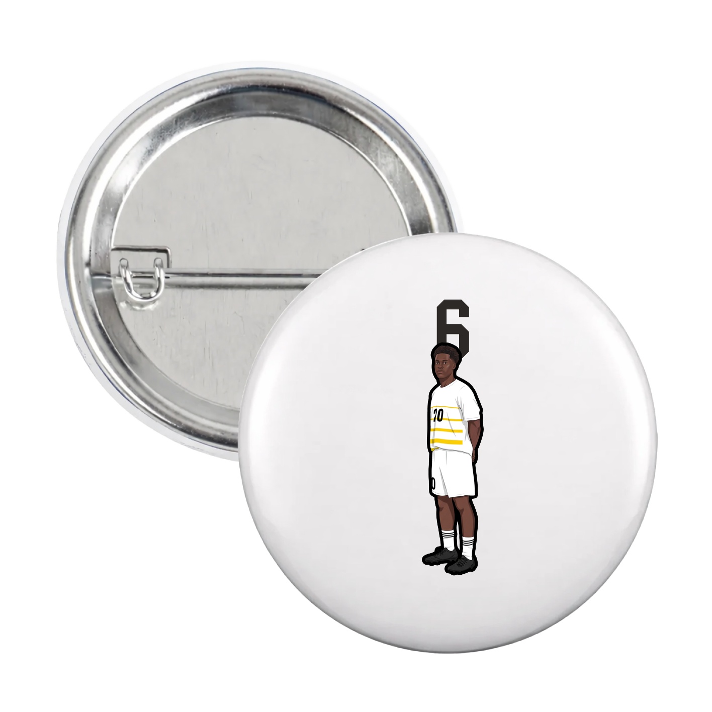 Game Day Button — Number Top in White