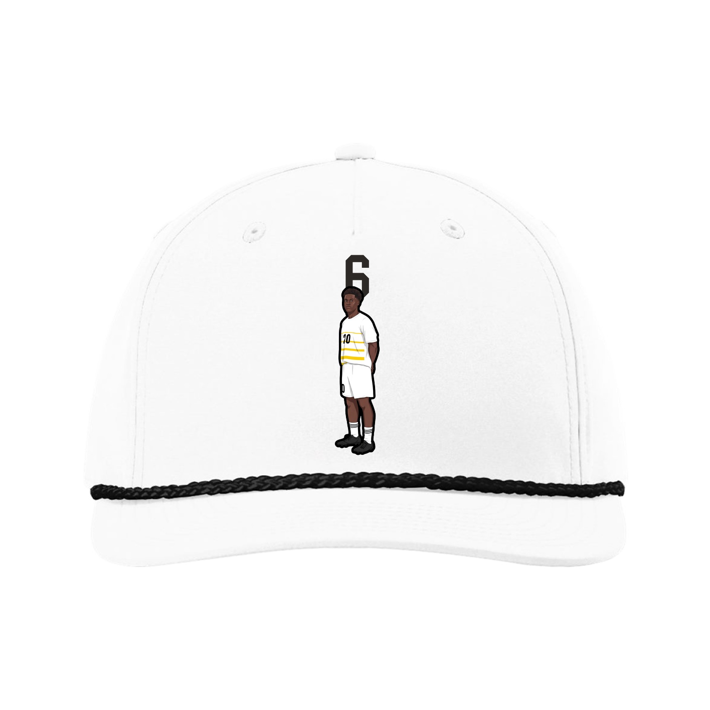 Five-Panel Classic Rope Cap — Number Top in White