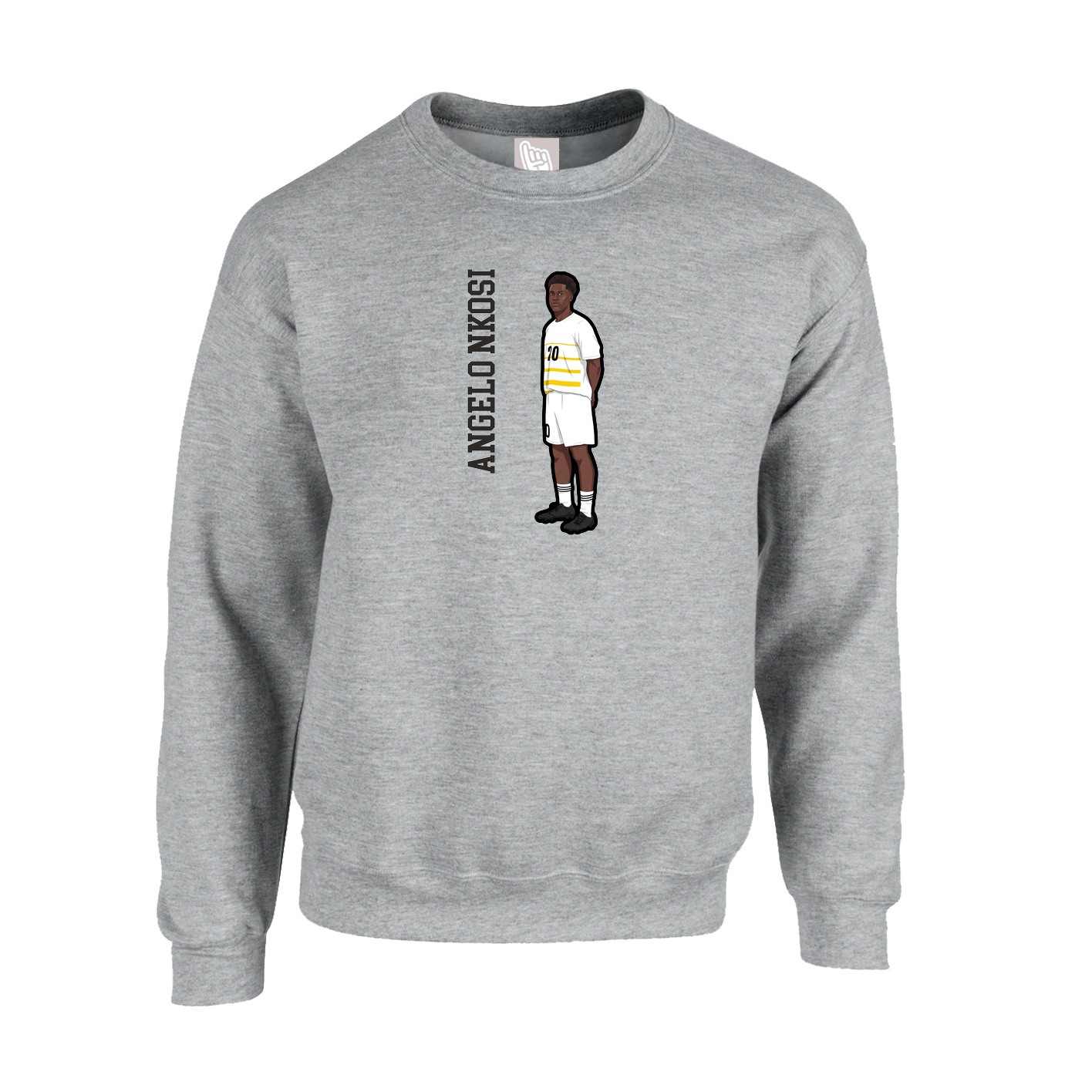 Fleece Crew — Name Vertical in Grey