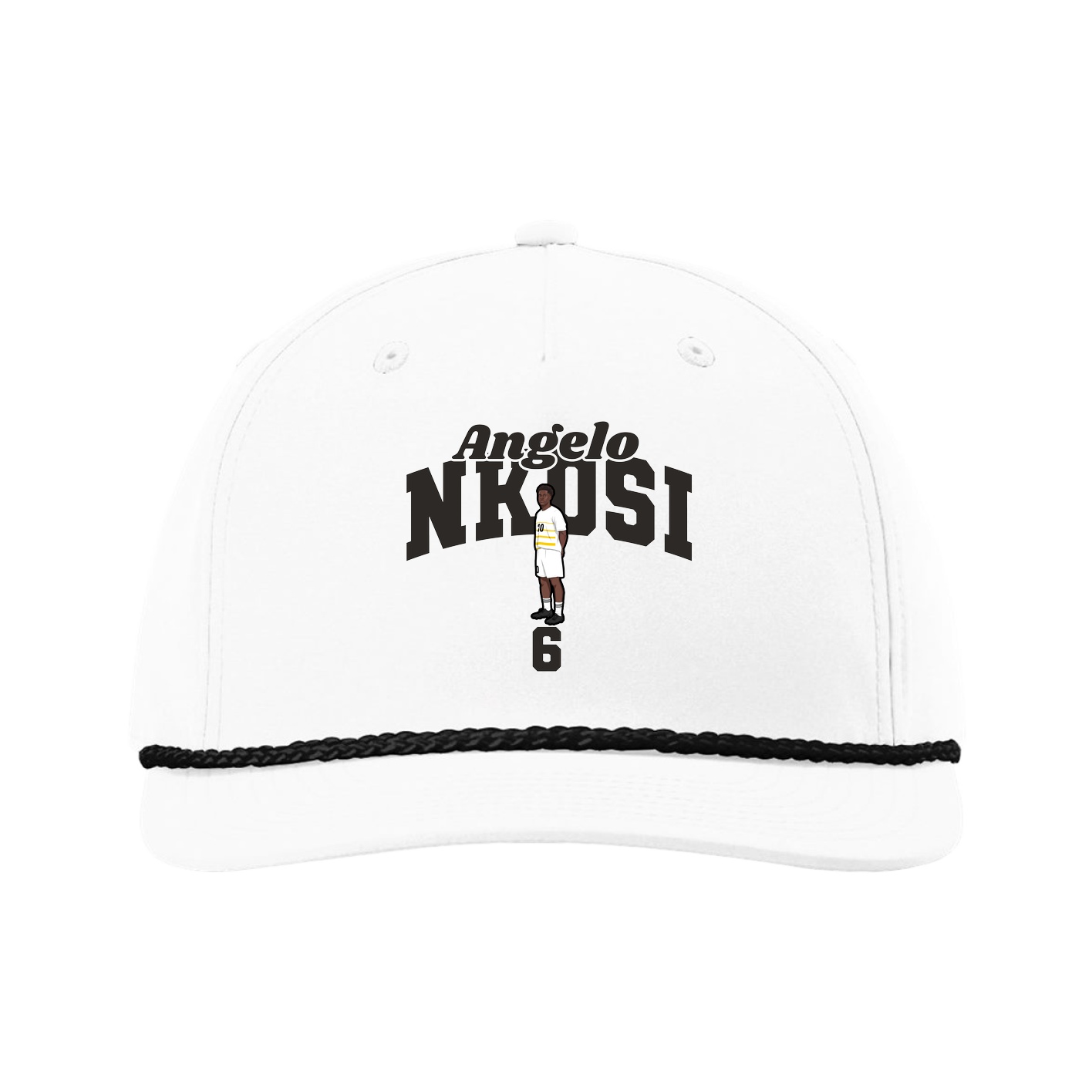 Five-Panel Classic Rope Cap — Signature Arch in White