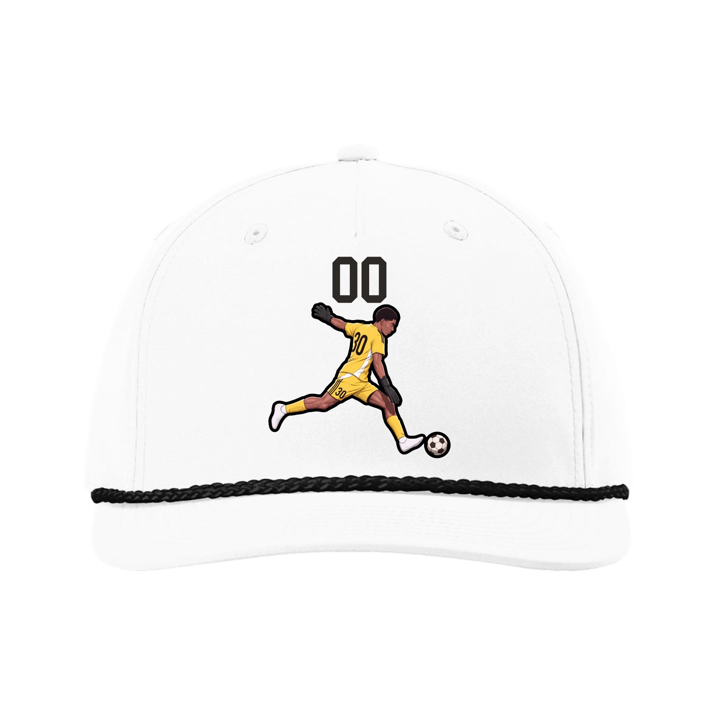 Five-Panel Classic Rope Cap — Number Top in White