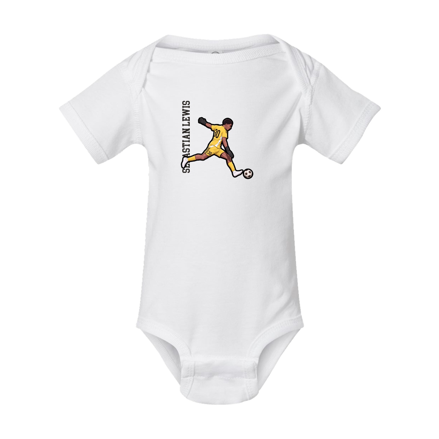 Baby Onesie — Name Vertical in White