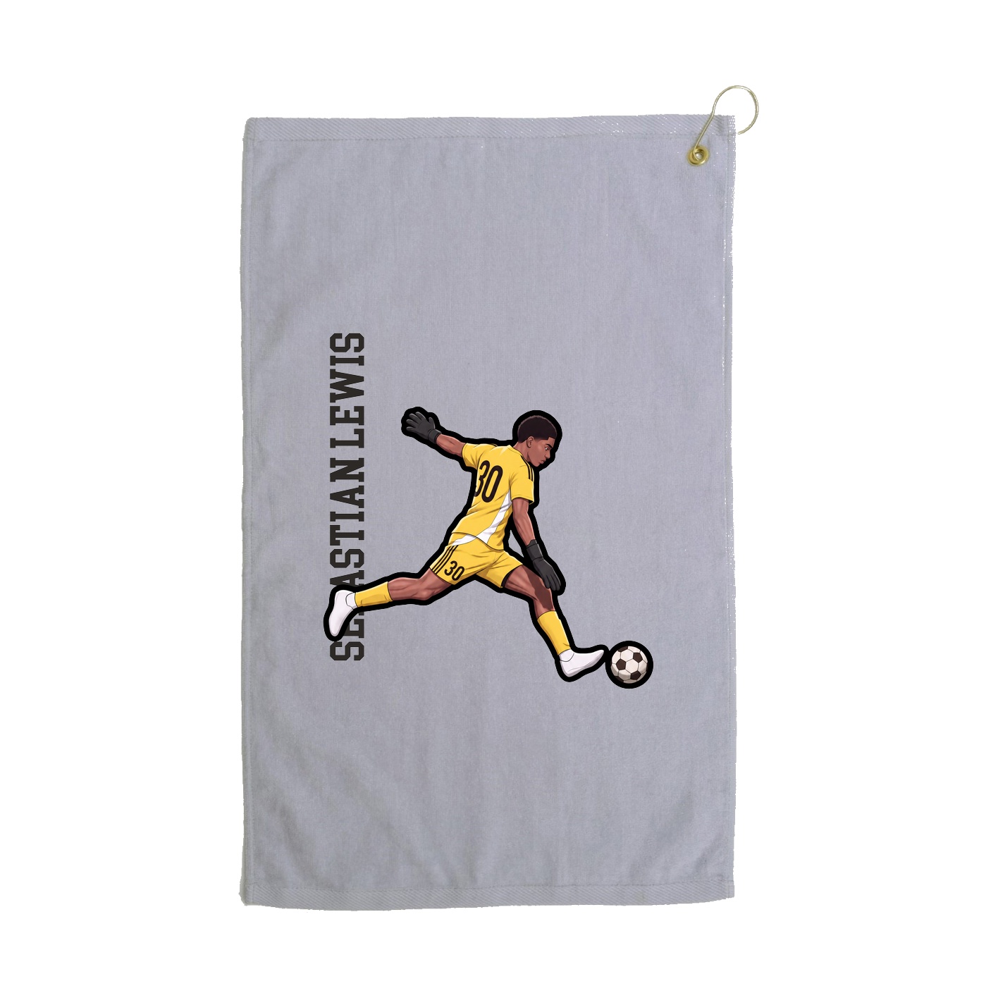 Golf Towel — Name Vertical in Grey