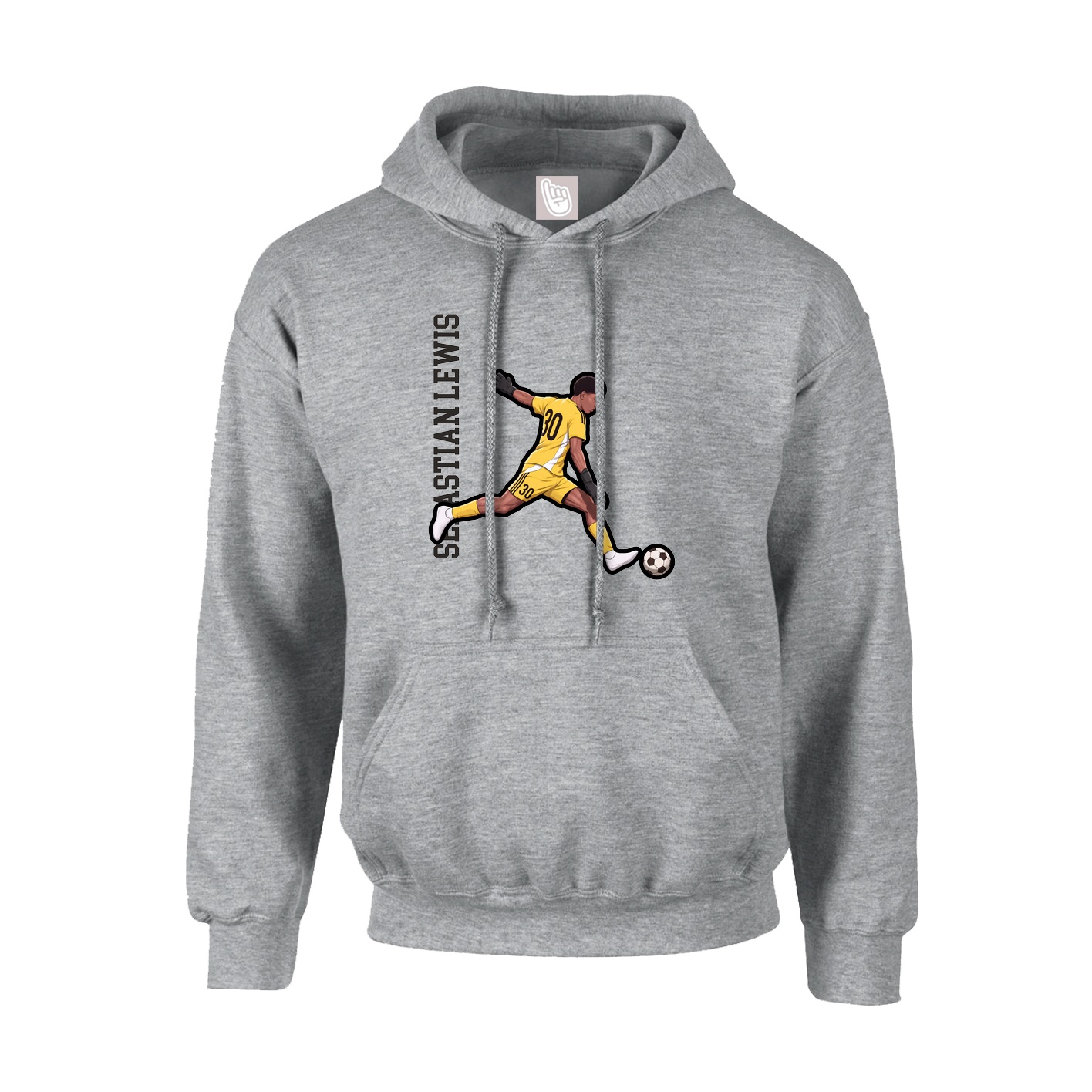 Hoodie — Name Vertical in Grey