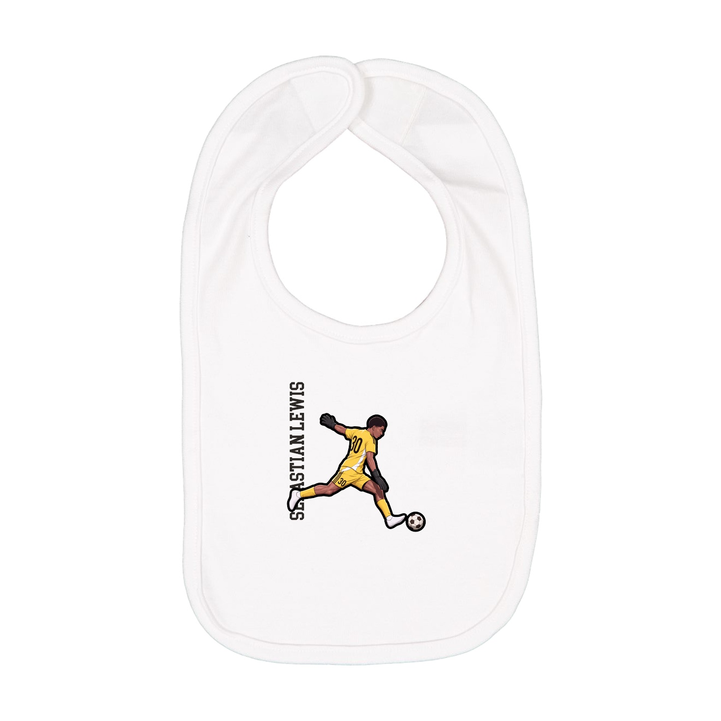 Infant Bib — Name Vertical in White