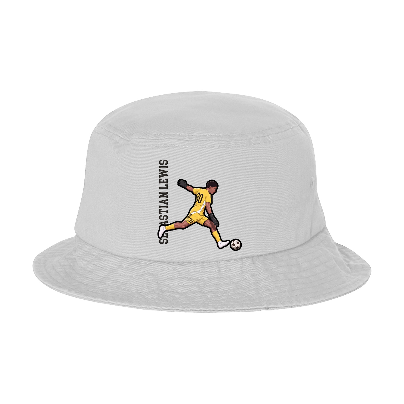Bucket Cap — Name Vertical in White